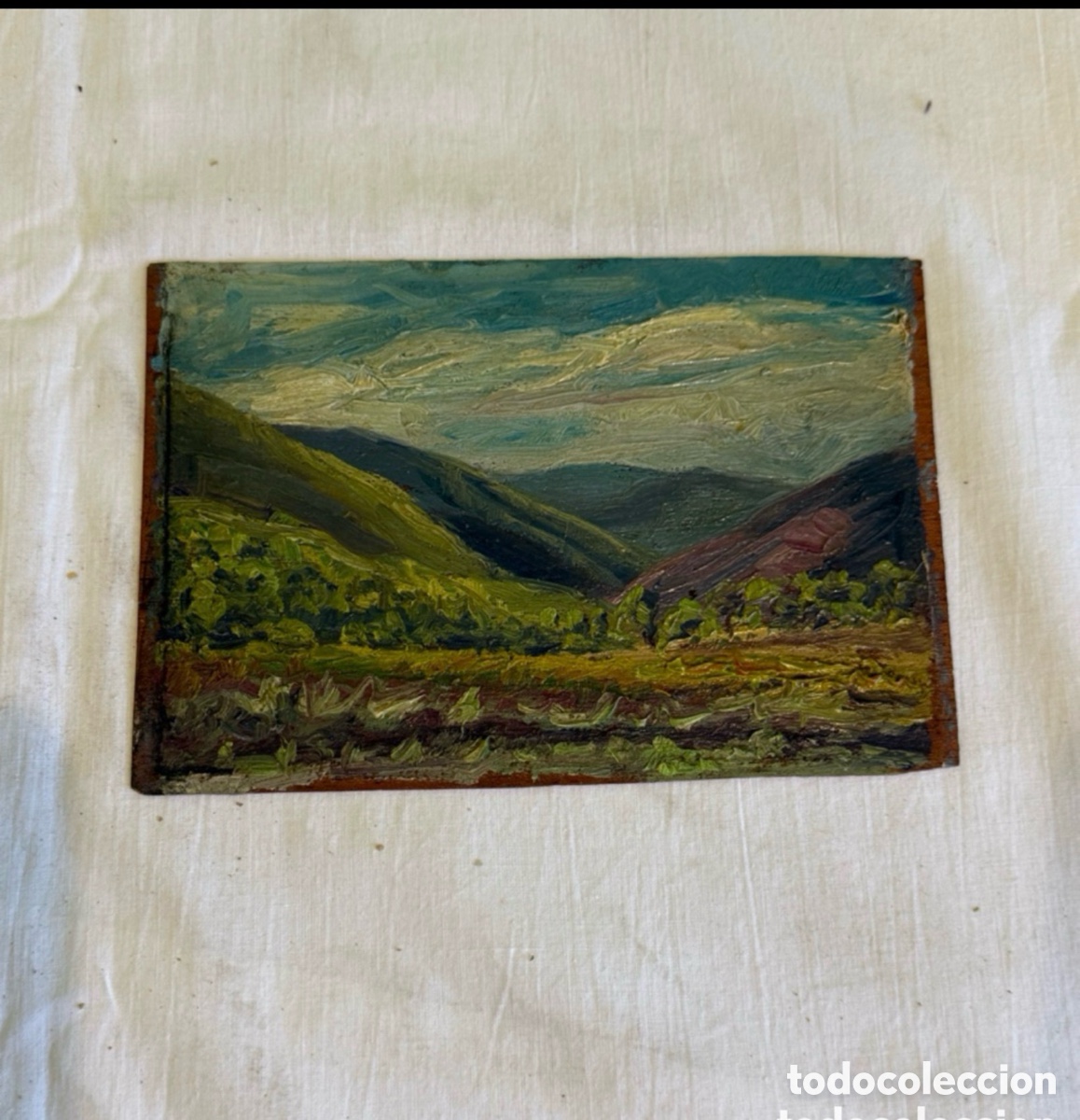 Art: Arturo Mart&iacute;nez Cabezas peque&ntilde;o &oacute;leo sobre tablex paisaje de monta&ntilde;a pintura