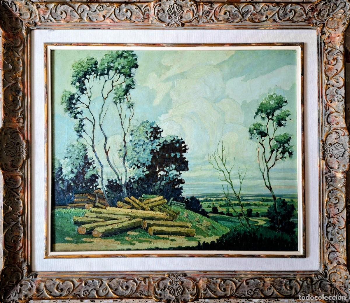 Arte: Pintura al &oacute;leo &rdquo;Escuela Inglesa&rdquo; con etiqueta al dorso de Thomas Eduard Broadbent