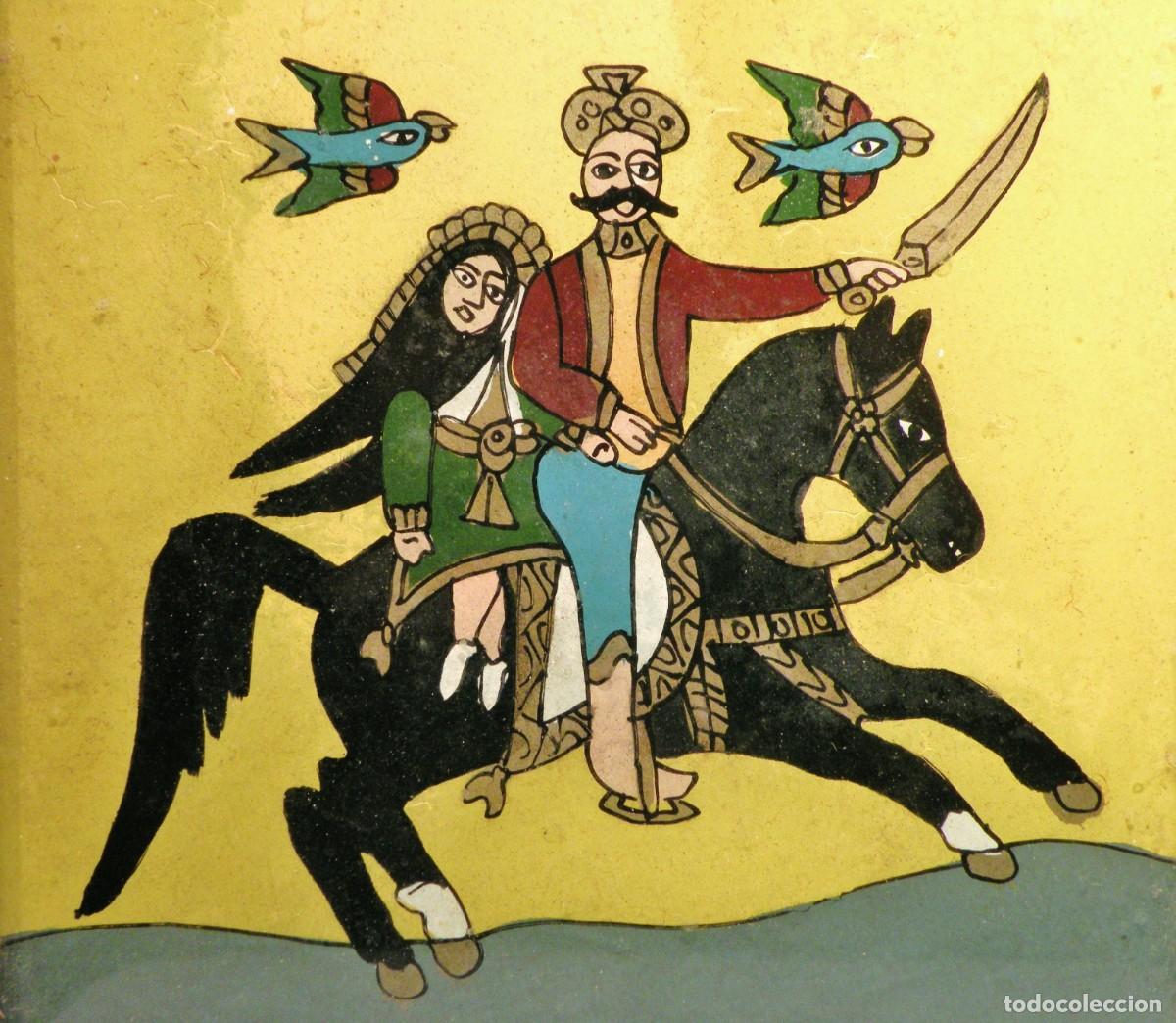 Kunst: ESCUELA ORIENTAL. PINTURA SOBRE CRISTAL ENMARCADA