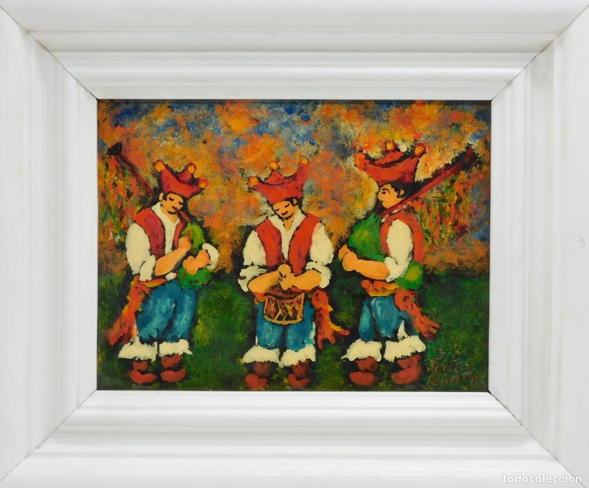 Arte: ONSTANTINO PORTAS LEIRADO GAITEROS. &Oacute;LEO SOBRE COBRE. ENMARCADO