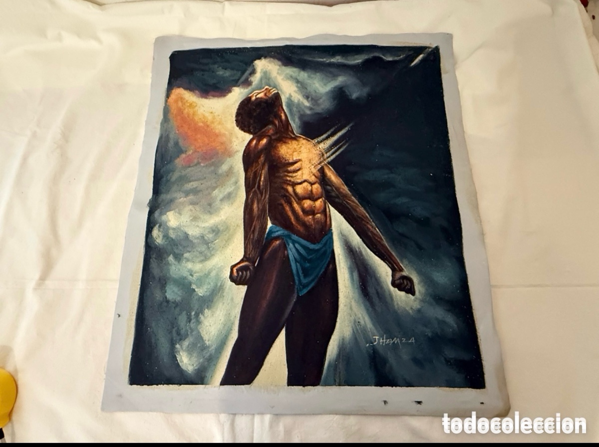 Art: Pintura sobre lienzo decorativa arte afroamericano Dios est&aacute; en m&iacute; estilo WAK 70x60