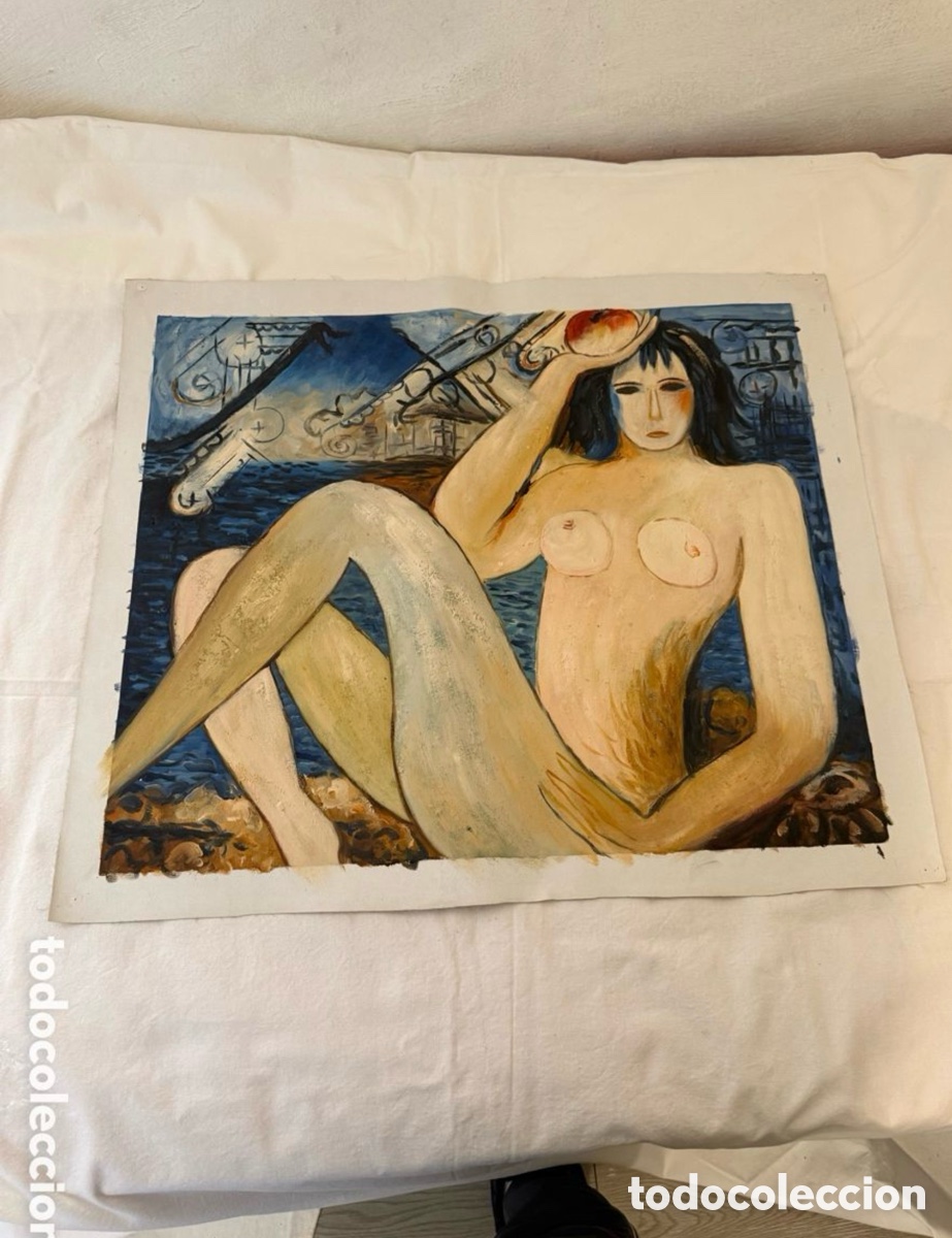 Art: Pintura sobre lienzo desnudo femenino estilo moderno composici&oacute;n art&iacute;stica 70x60 cm