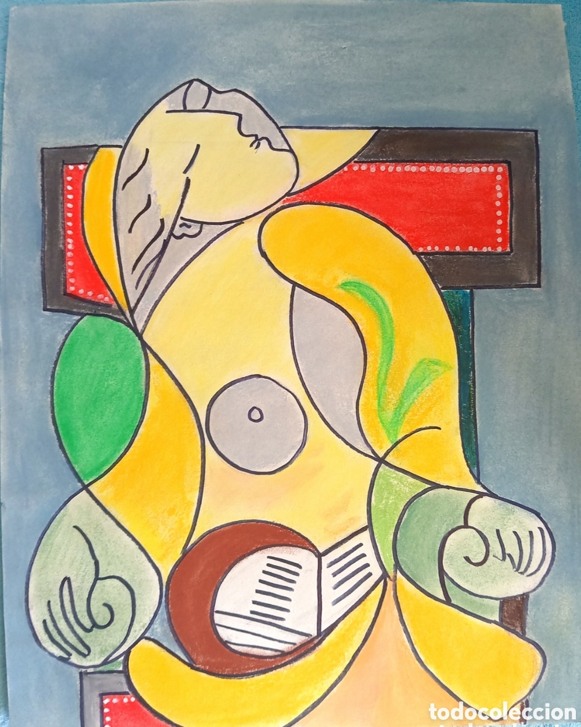 Art: Interpretaci&oacute;n pintura (2) de Picasso. (T&eacute;cnica mixta creta, rotulador) sobre papel de dibujo 36cmx2