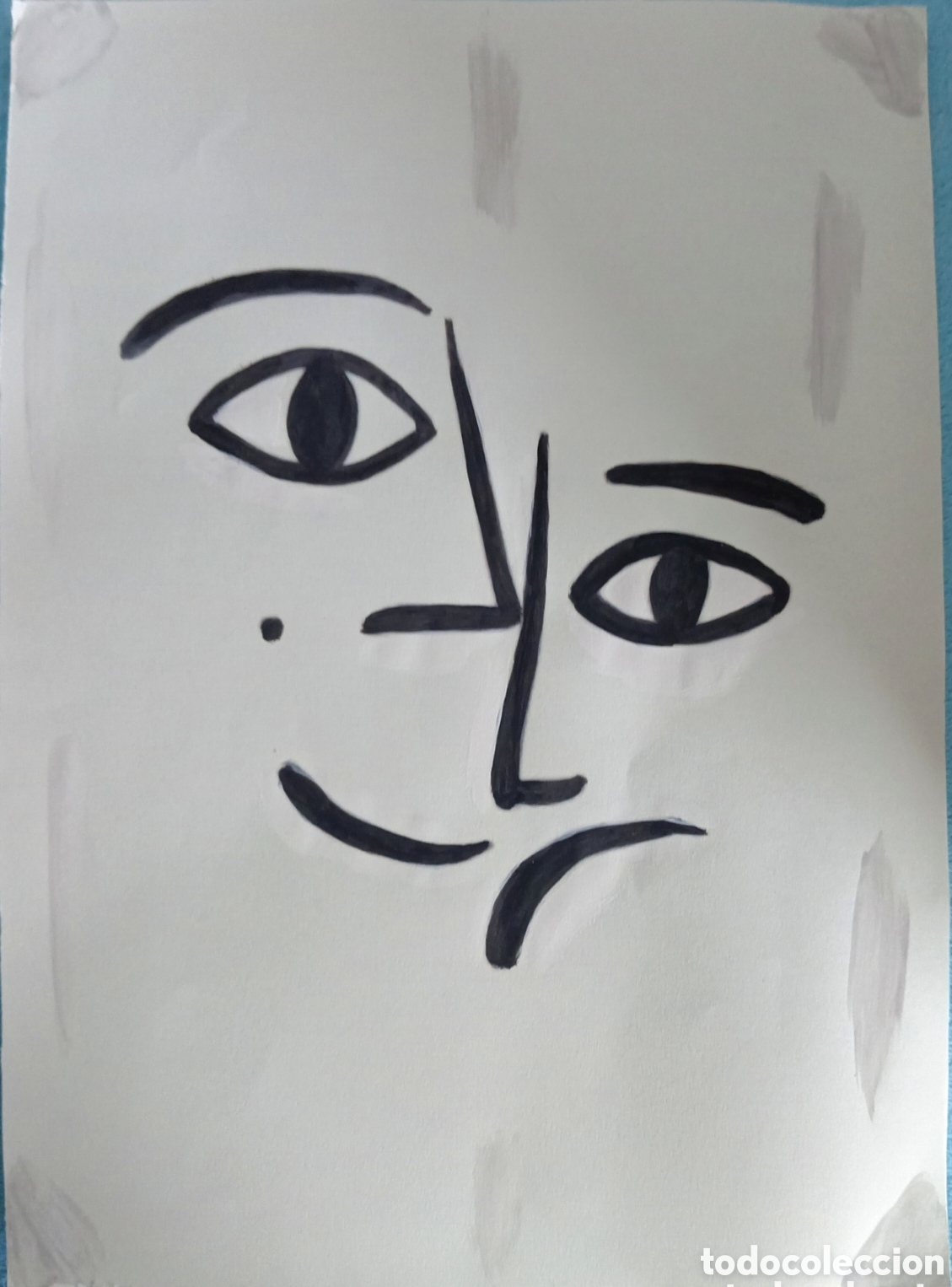 Arte: Original pintura cara abstracta (3) (t&eacute;cnica mixta) acuarela y acr&iacute;lico sobre papel 30,5cm x 21,5cm.