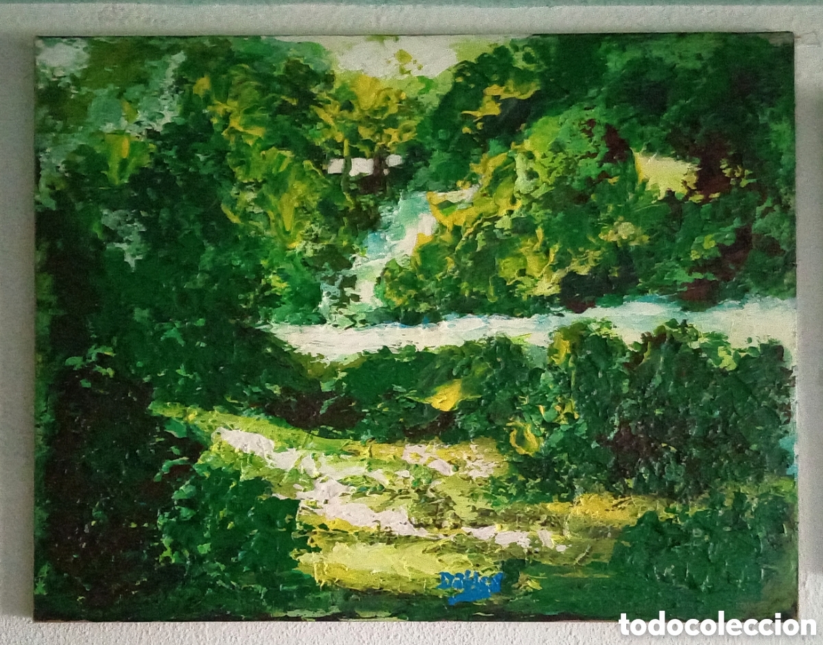 Arte: Magn&iacute;fica pintura horizontal &rdquo;En las profundidades del lago (2). &Oacute;leo sobre lienzo. Muy empastado. 6