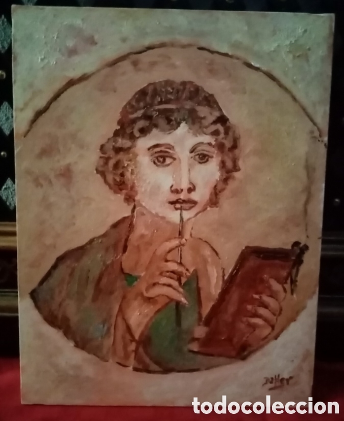 Arte: Hermosa interpretaci&oacute;n de Safo poetisa griega, Safo de Lesbos o Safo de Mitilene...&Oacute;leo sobre lienzo