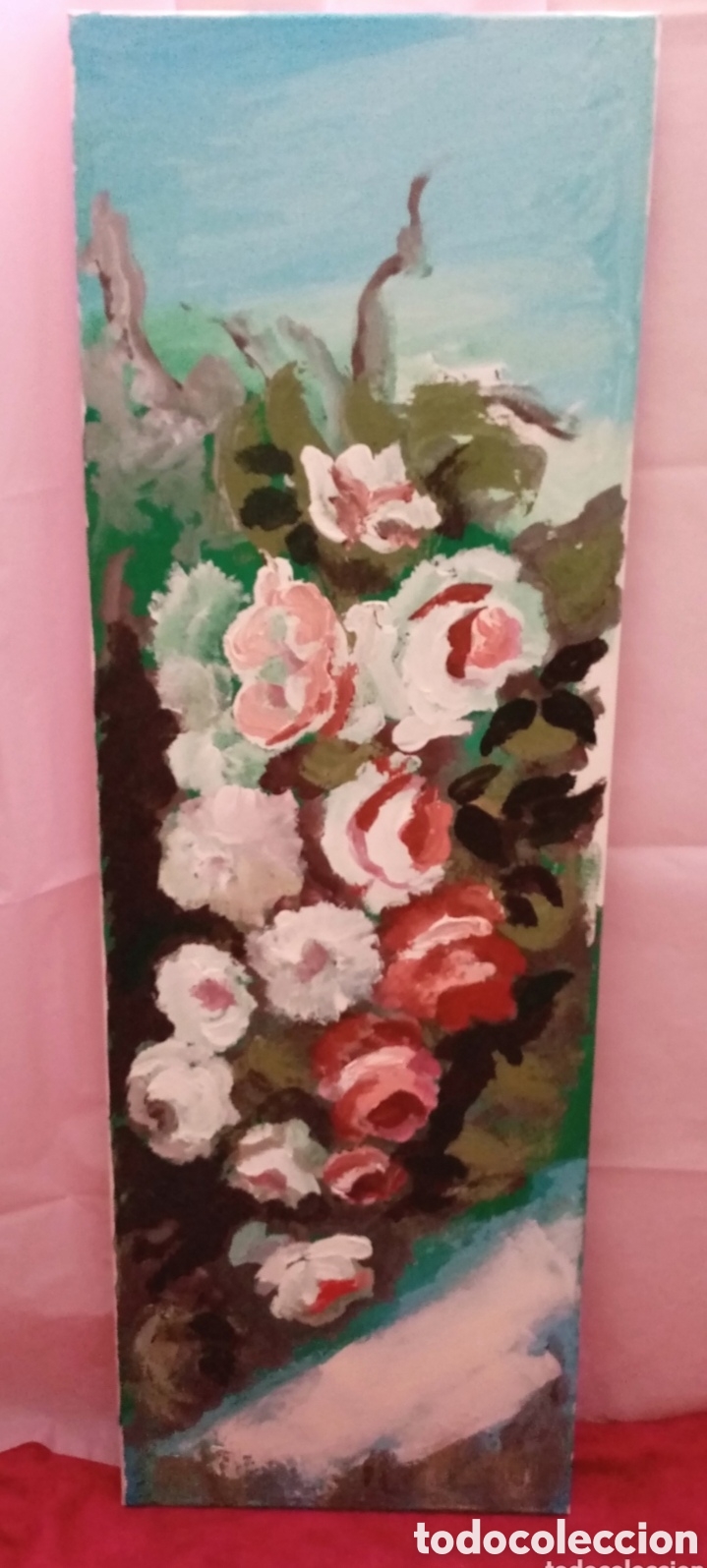 Kunst: Hermosa Pintura de flores vertical. &Oacute;leo sobre lienzo. 89.6cm x 30cm