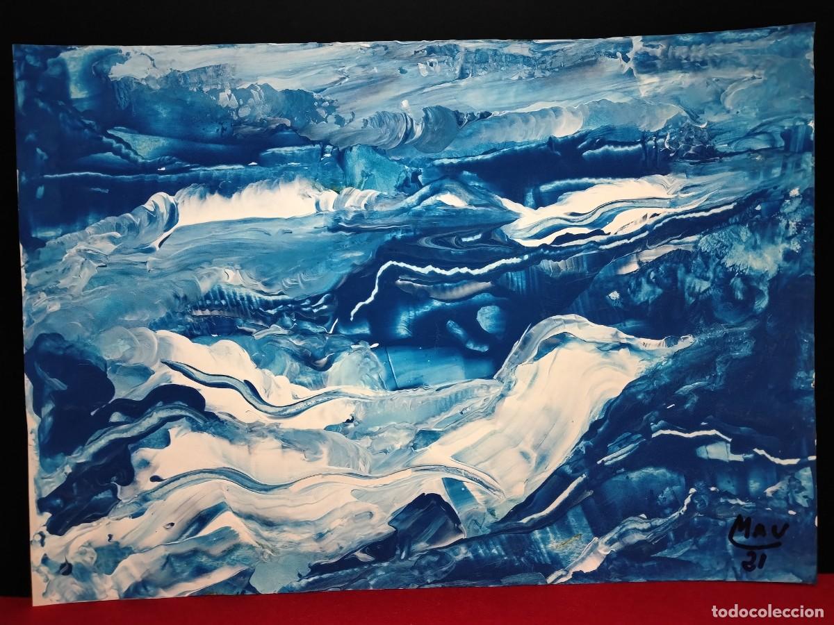 Arte: Obra estilo abstracto (MARES REBUELTOS ) MAU (Manuel Planells Mart&iacute;) 42 cm x 30cm (A&Ntilde;O 2021)