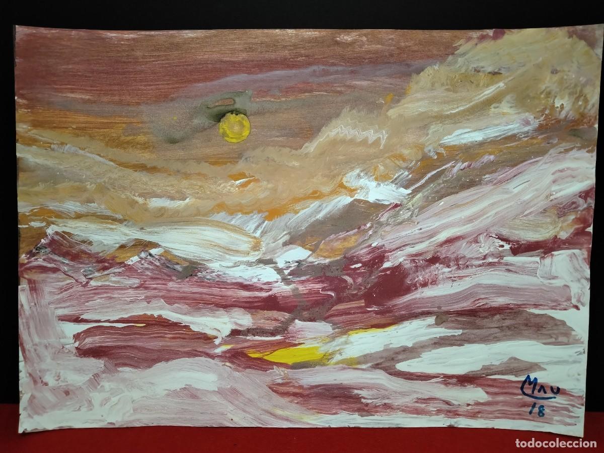 Arte: Obra estilo abstracto (TRISTEZA Y PASI&Oacute;N ) MAU (Manuel Planells Mart&iacute;) 42 cm x 30cm (A&Ntilde;O 2018)