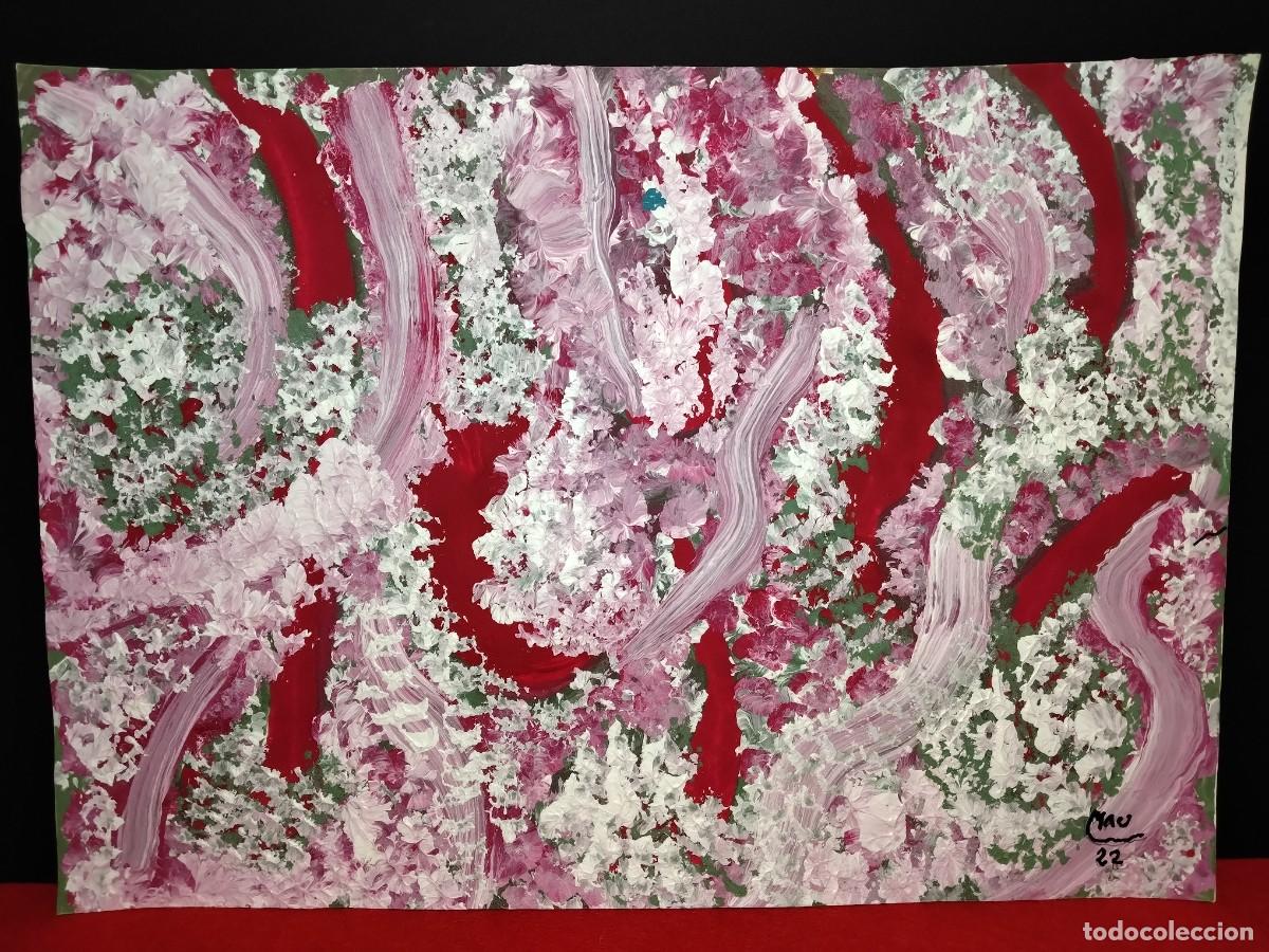 Arte: Obra estilo abstracto (PRADO FLORAL ) MAU (Manuel Planells Mart&iacute;) 42 cm x 30cm (A&Ntilde;O 2022)