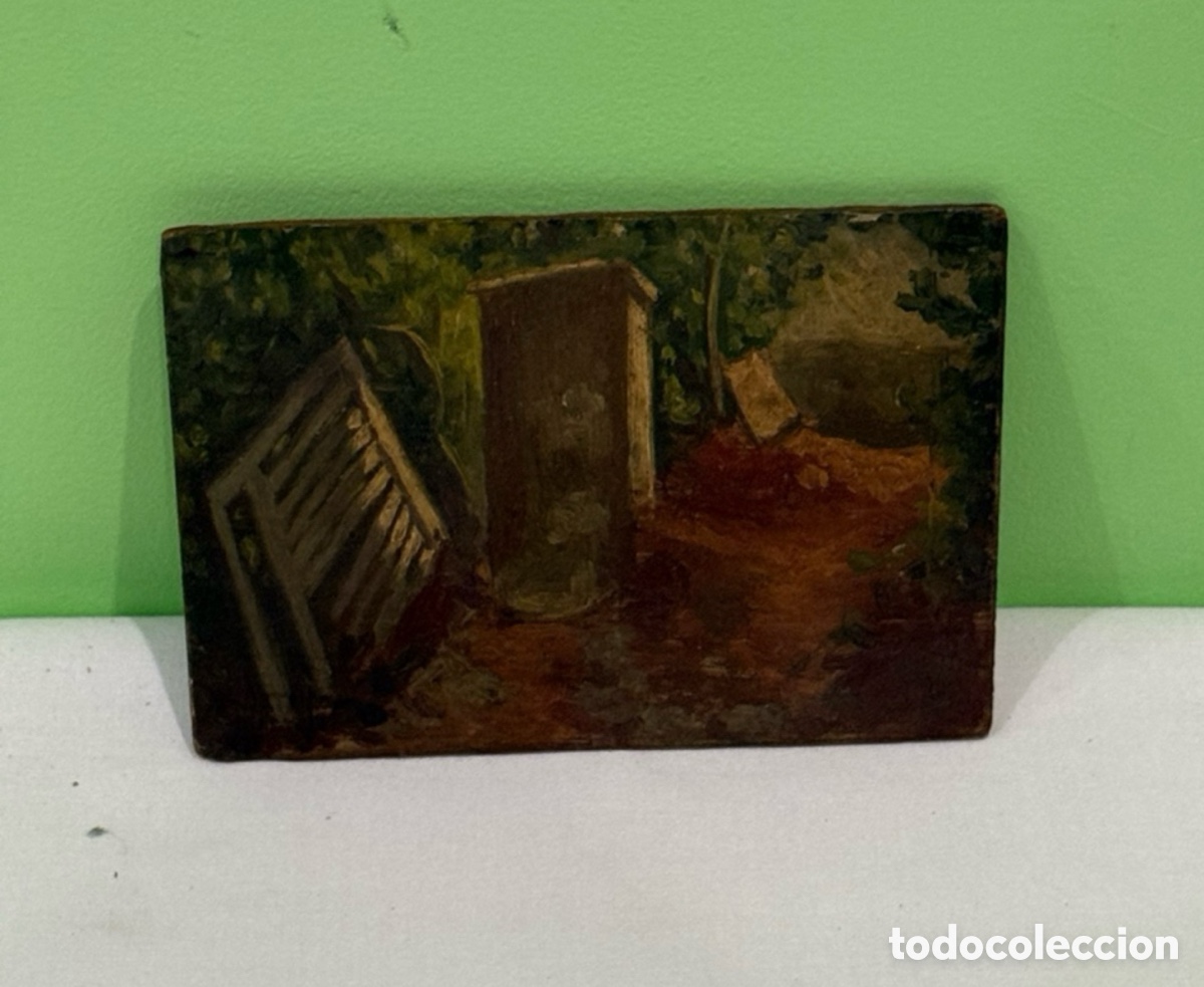 Arte: Arturo Mart&iacute;nez Cabezas (Valencia 1899) &oacute;leo sobre tablex firmado escena con barriles y caja.