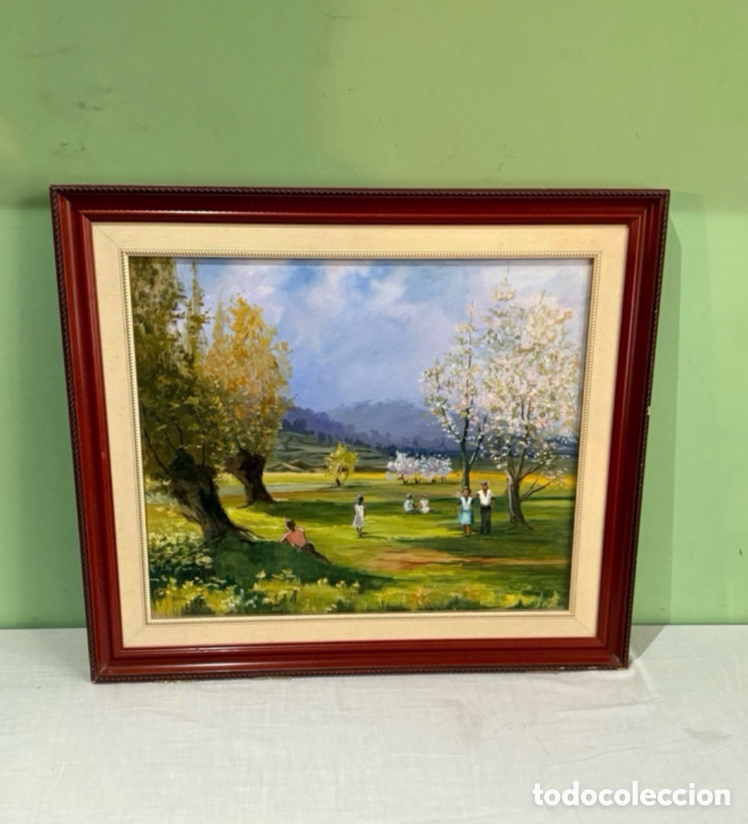 Arte: &Oacute;leo sobre lienzo firmado IROCHA. Paisaje la moixina olot 1992.