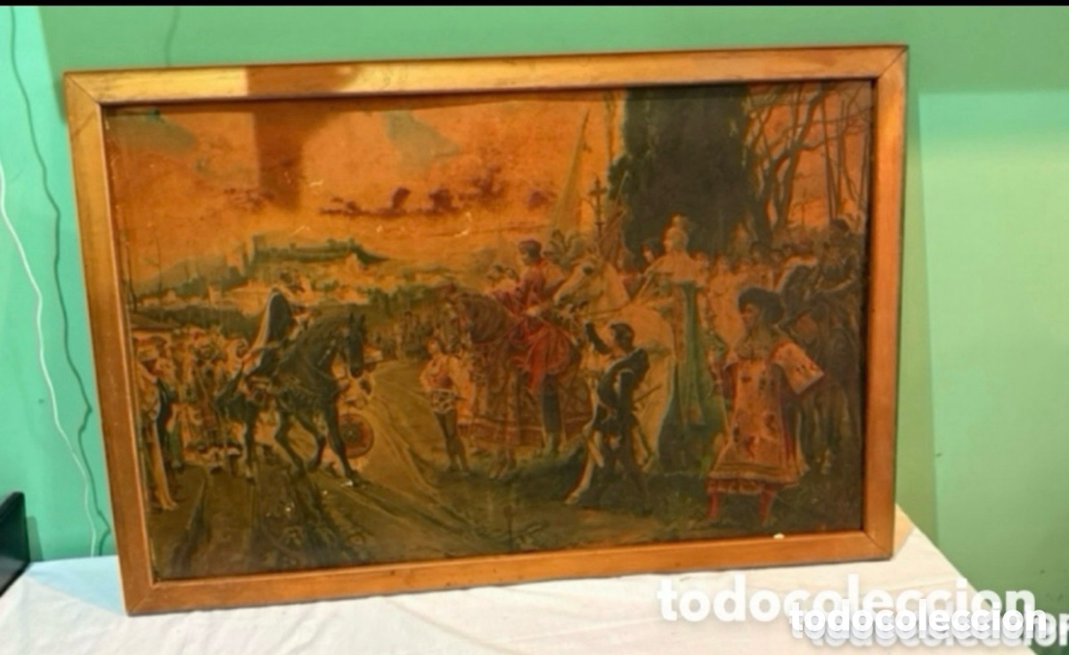 Arte: Antiguo cuadro decorativo siglo XIX.