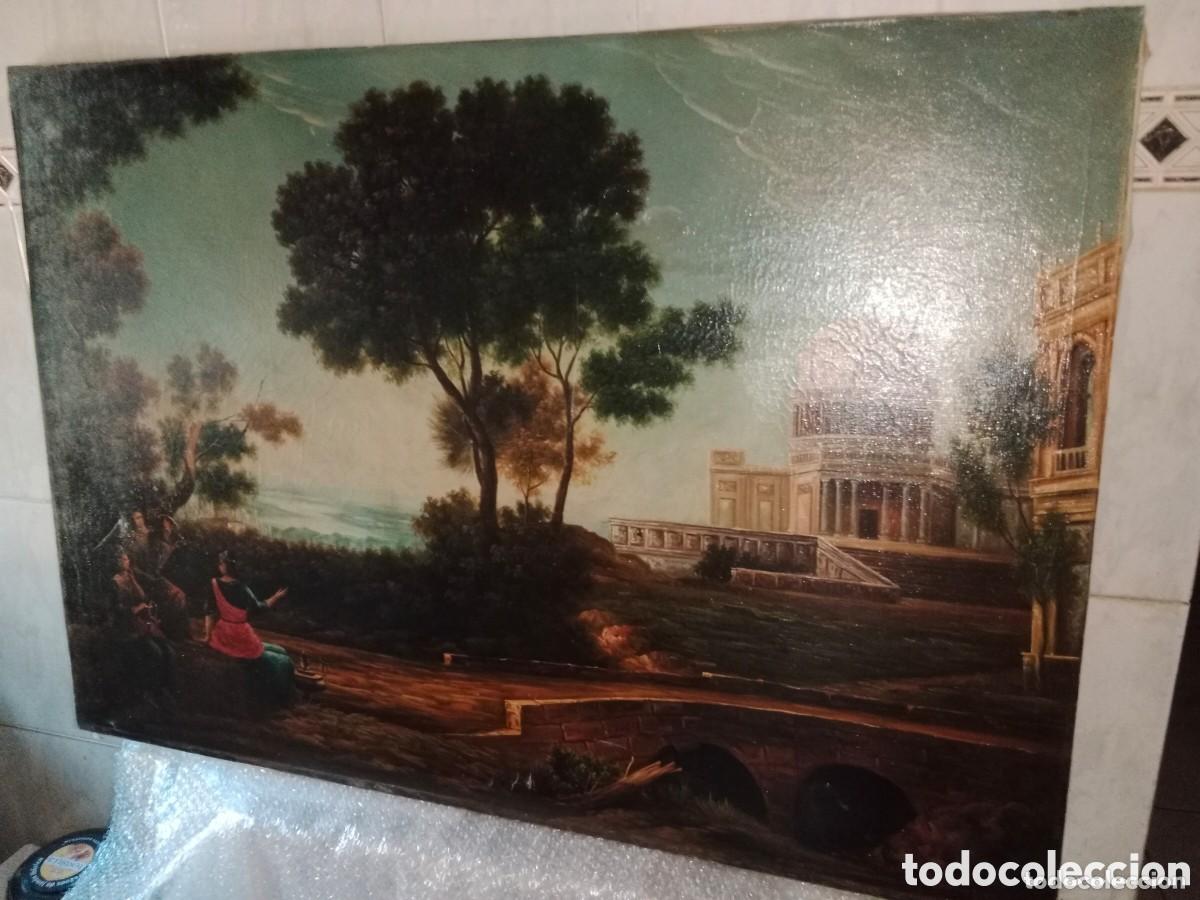 Arte: Oleo sobre lienzo, Procesi&oacute;n al Templo Apolo de Delos. Firmado. 100x70 cm..