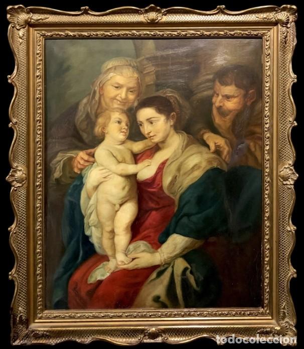 Arte: LA SAGRADA FAMILIA CON SANTA ANA, SEG&Uacute;N P.P RUBENS - ESCUELA EUROPEA (C. 1930)