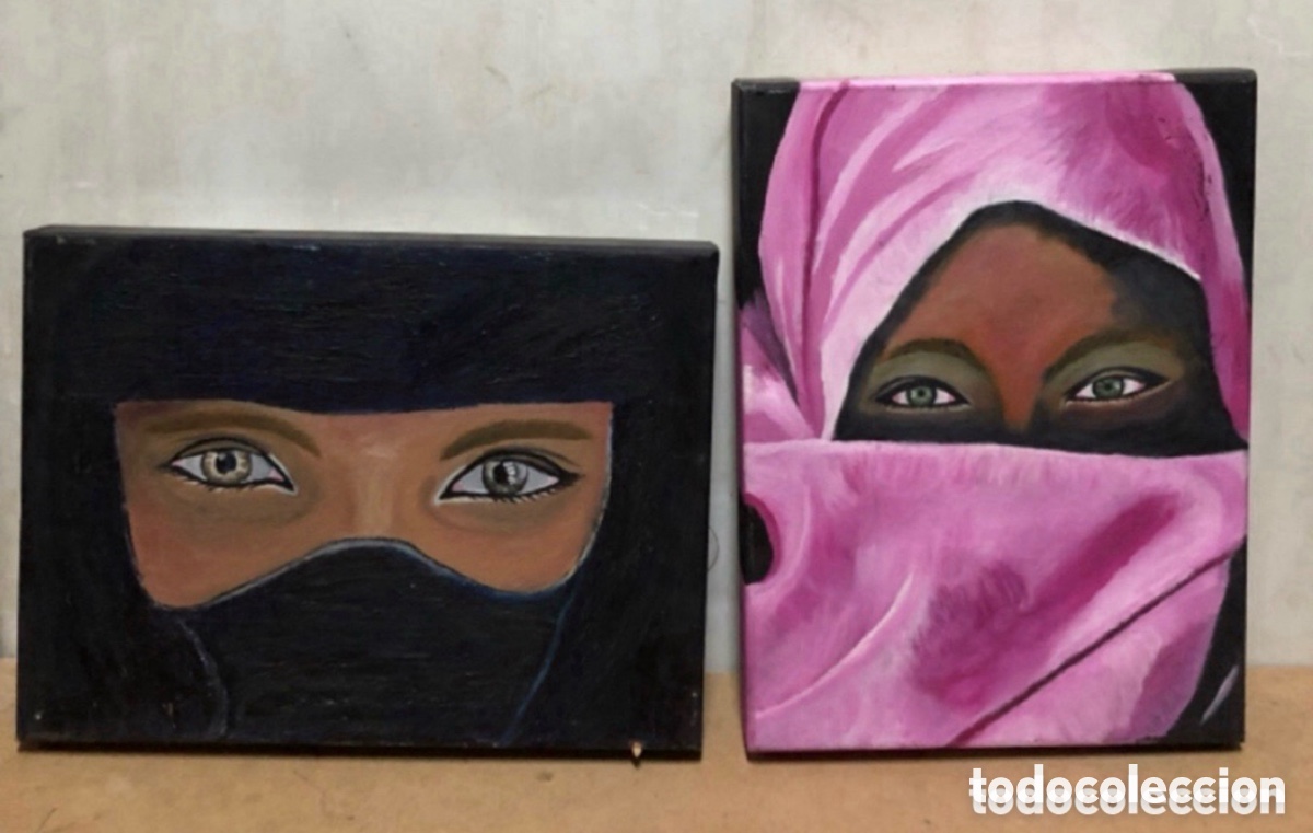 Kunst: Pareja &Oacute;leos pintados a mano y firmado. Ver fotos.