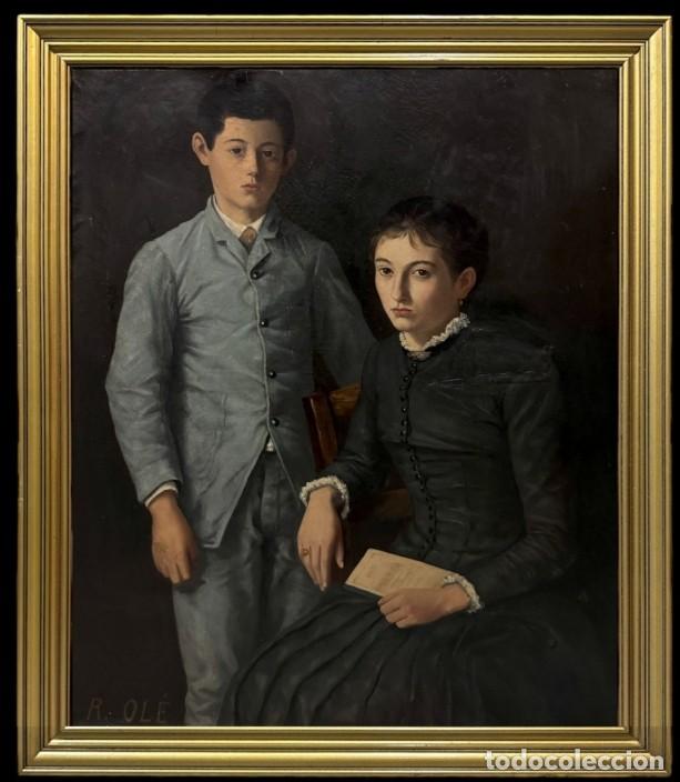 Arte: MAGN&Iacute;FICO RETRATO DE DOS HERMANOS - ESCUELA NORUEGA (C. 1900)