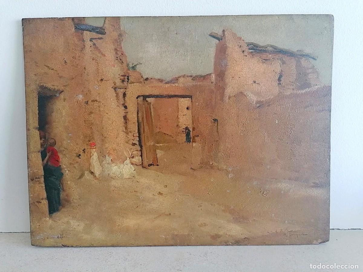 Arte: Maurice Bompard (1857-1936), pintor orientalista franc&eacute;s, escena callejera.