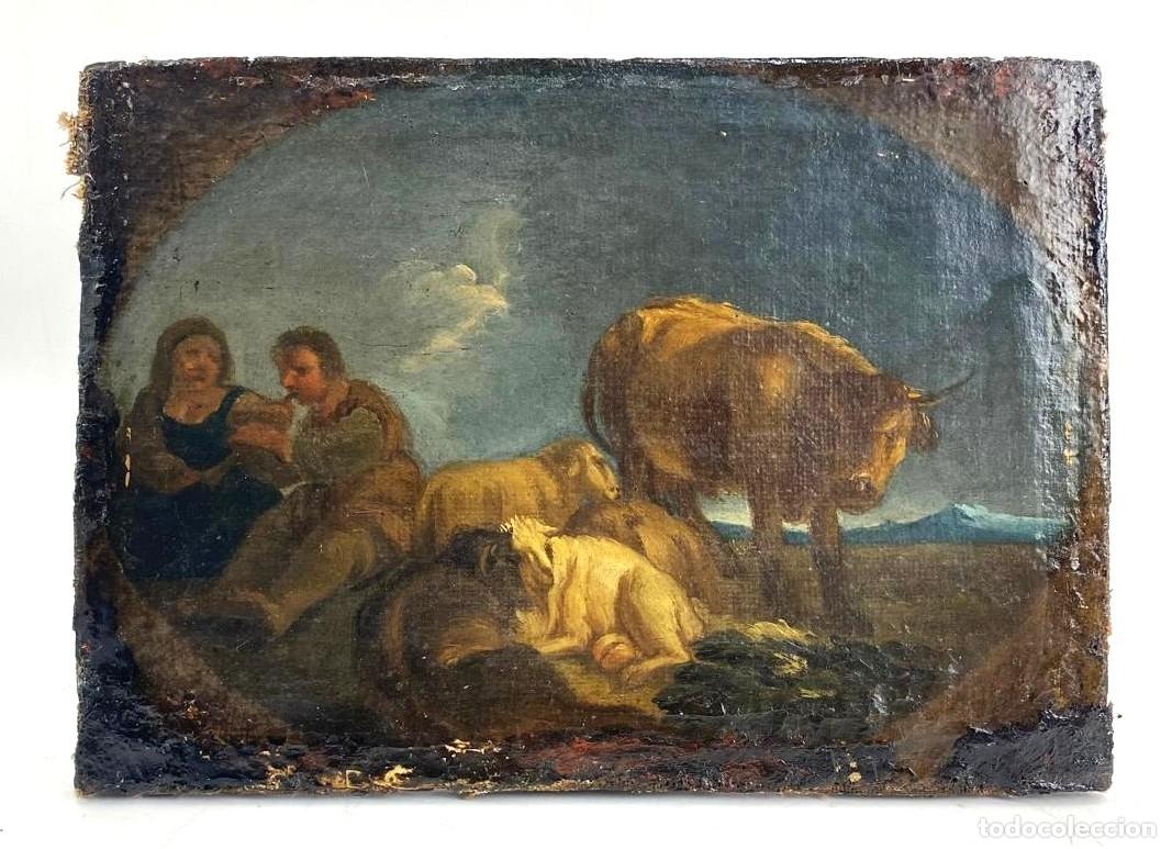 Arte: Paisaje con ganado y pastores, &oacute;leo sobre tela, segunda mitad del siglo XVII, escuela flamenca.