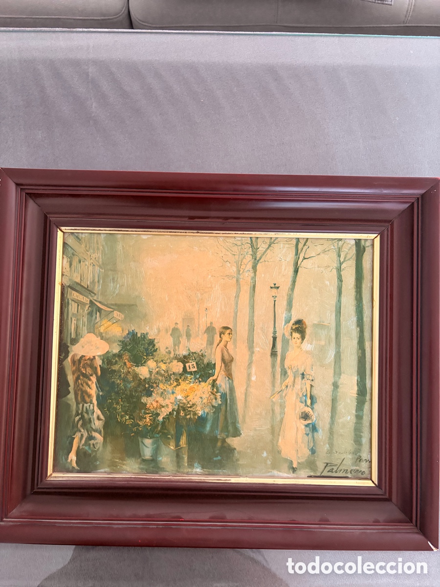 Arte: &Oacute;leo sobre tabla original de Alfredo Palmero (43x51 cm) - Escena de Par&iacute;s