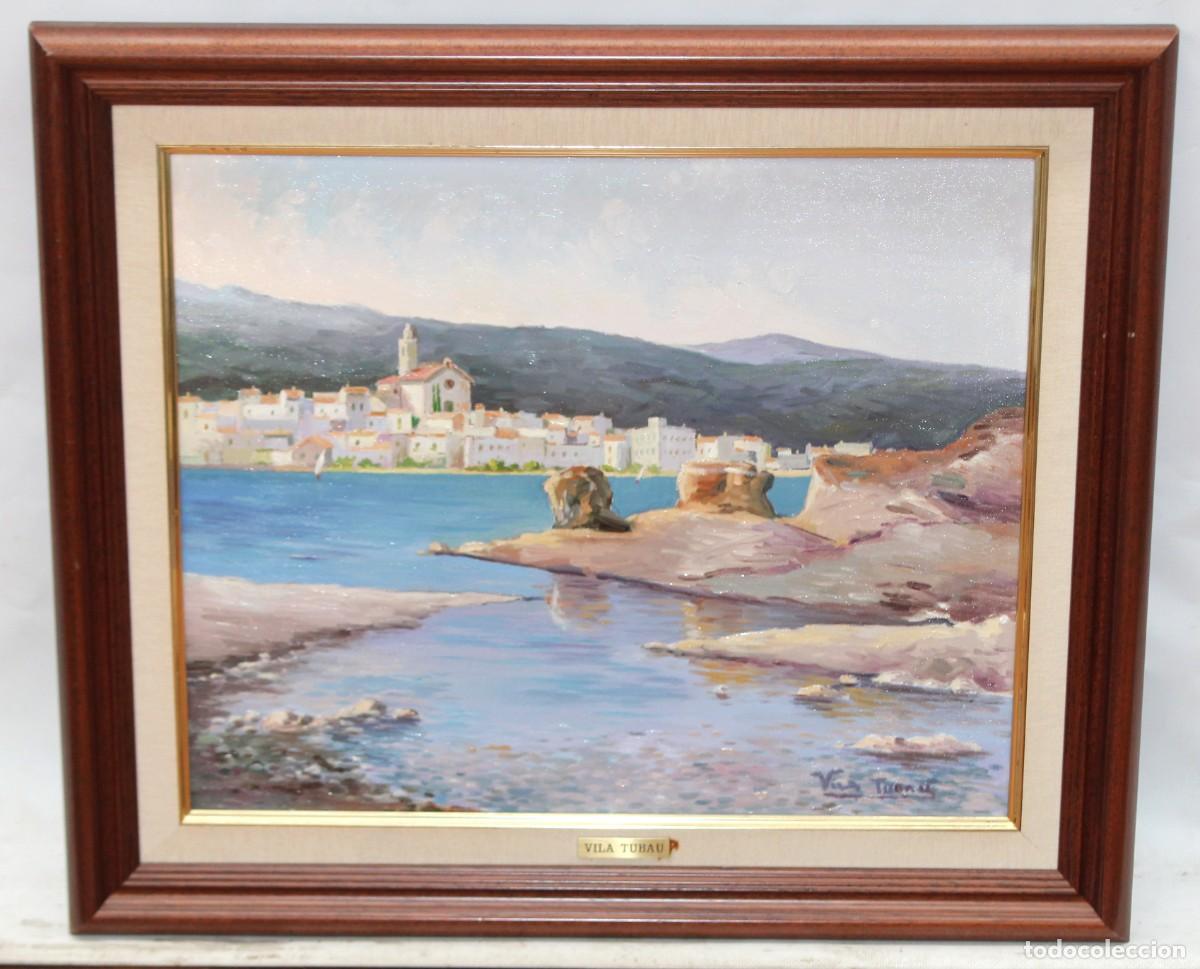 Arte: VILA TUBAU (XX) OLEO SOBRE TELA. VISTA DE CADAQUES (GERONA)