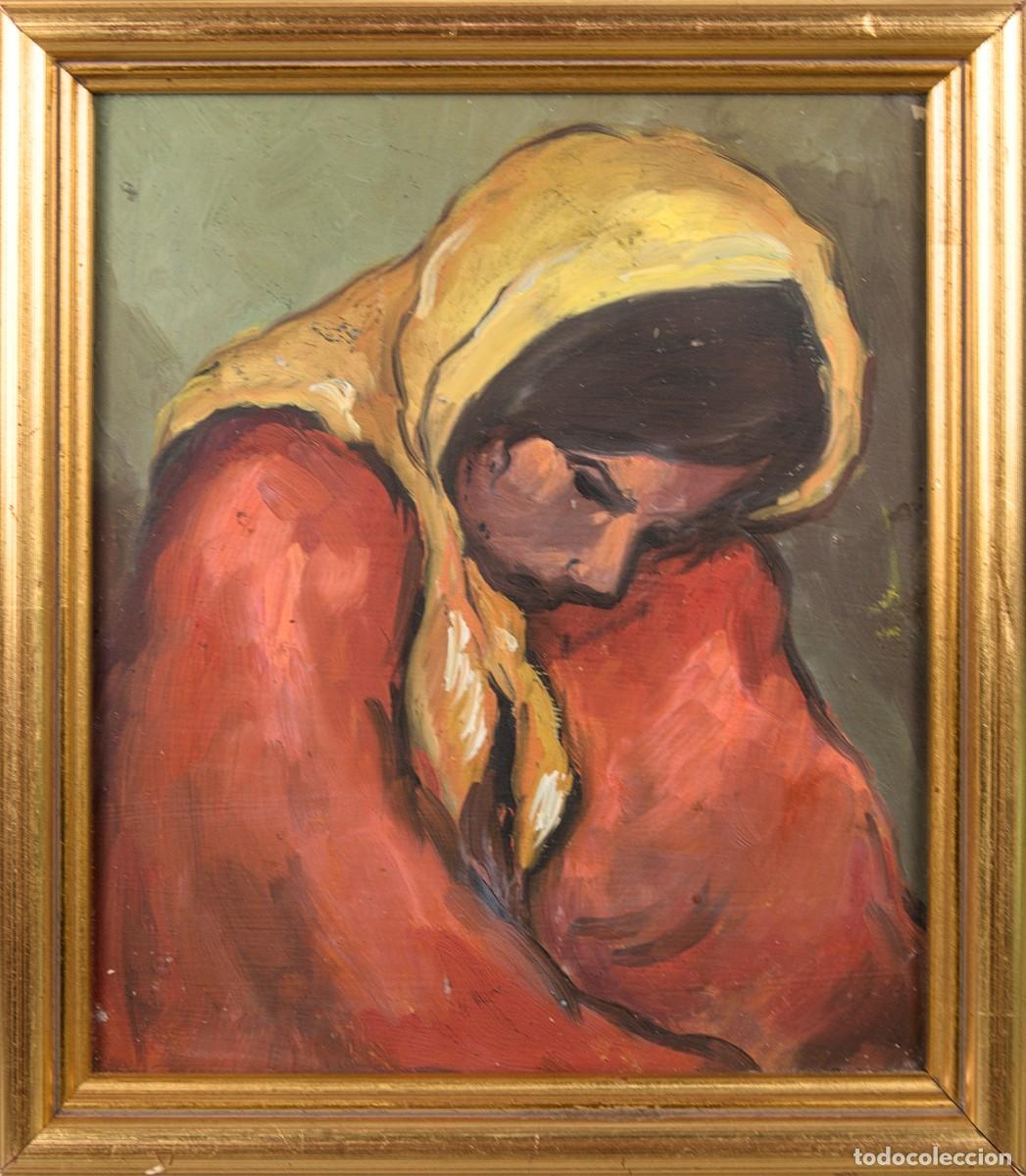 Arte: ESTILO ISIDRE NONELL | Retrato Melanc&oacute;lico de Mujer | &Oacute;leo sobre Tabla | 21,5 x 18 cm.