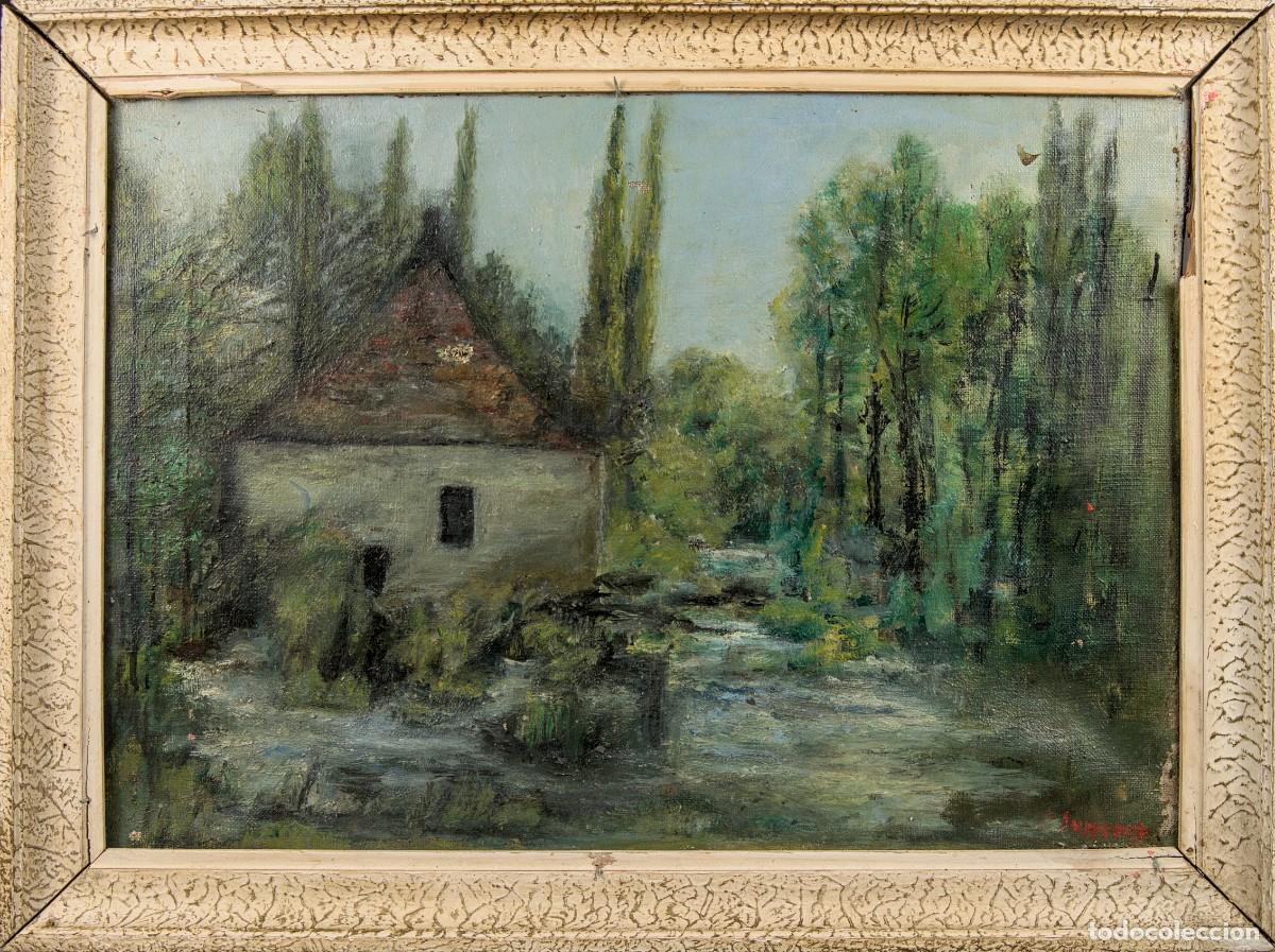 Arte: PAISAJE DE BOSQUE ANTIGUO | Atm&oacute;sfera L&uacute;gubre y Misteriosa | &Oacute;leo An&oacute;nimo | 53 x 40 cm