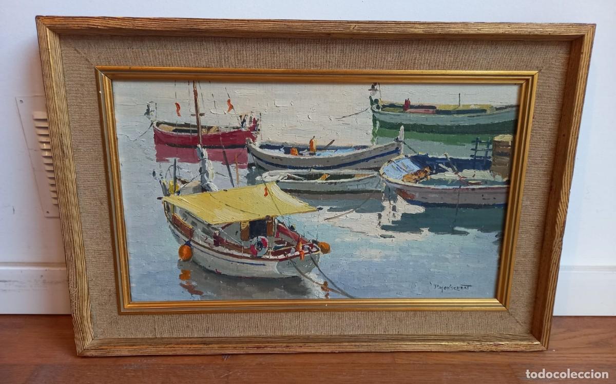 Arte: PAISAJE MARINO-PUERTO ARENYS DE MAR-PERE MONTSERRAT FORNS- LIENZO 60 X 44