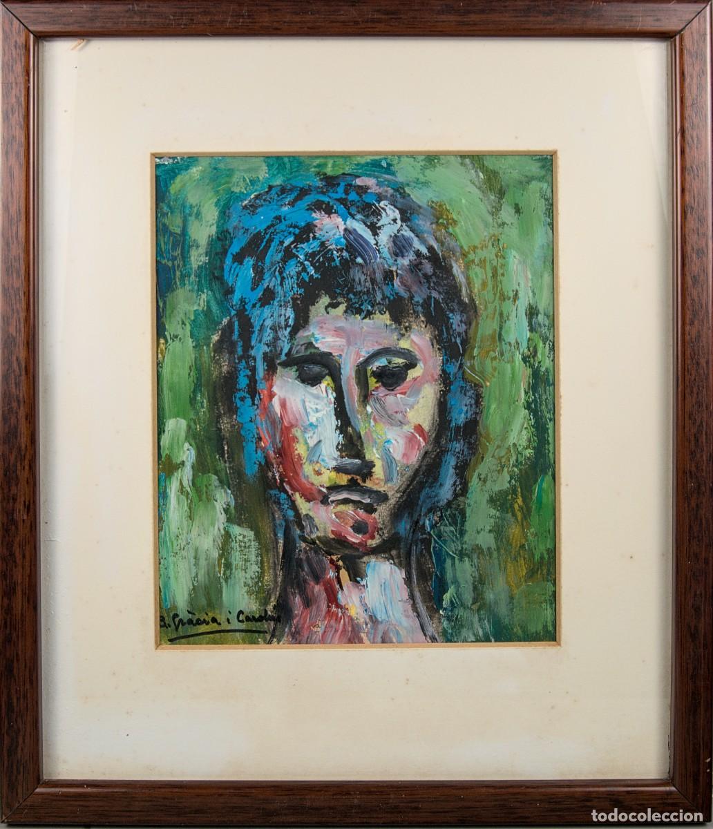 Arte: Pintura Original Baldomer Gr&agrave;cia Card&uacute;s - Retrato Expresionista Mat&eacute;rico - Arte Catal&aacute;n S. XX