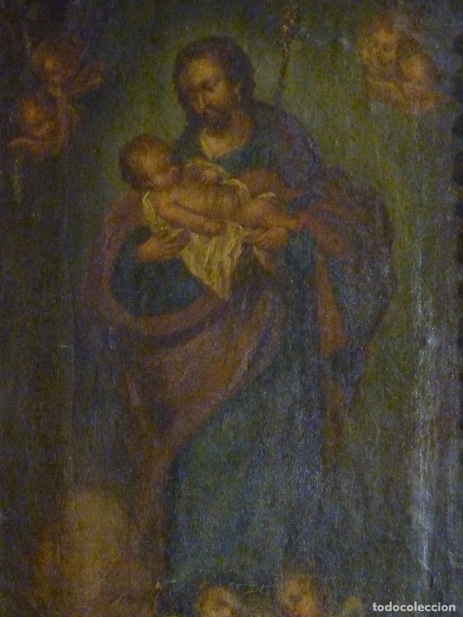 Arte: San Jos&eacute; con el Ni&ntilde;o, siglo XVIII &oacute;leo/lienzo