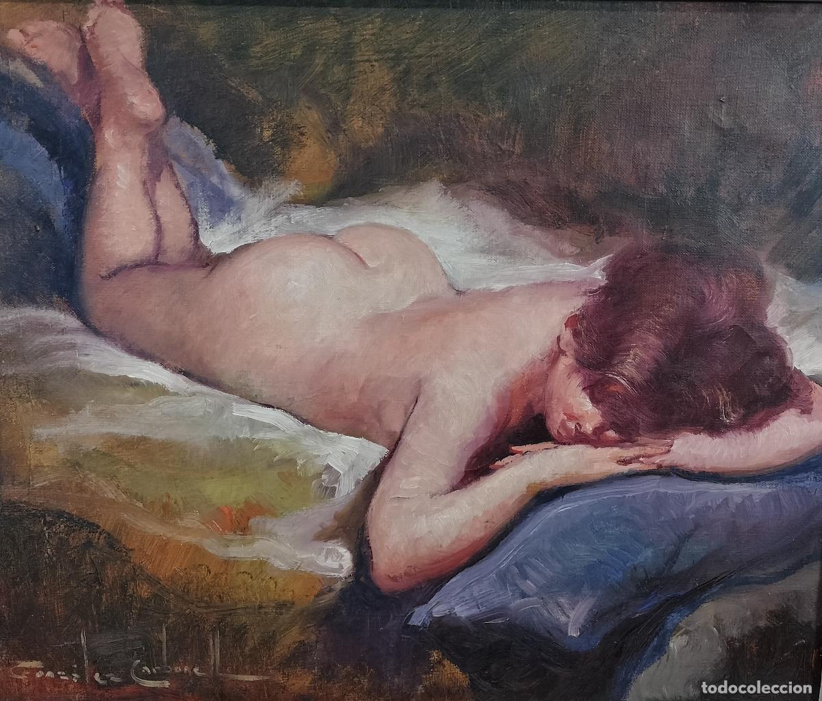 Arte: DESNUDO ACOSTADO. GONZ&Aacute;LEZ CARBONELL. &Oacute;LEO SOBRE LIENZO. ESPA&Ntilde;A. SIGLO XX.