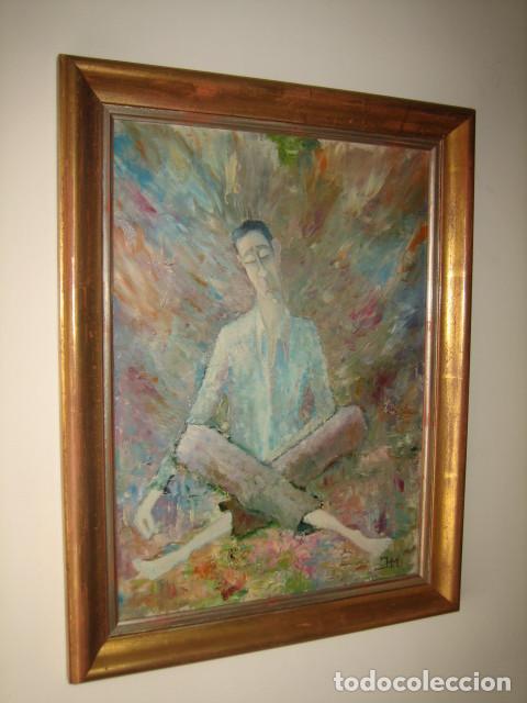 Arte: MURCIA. LA MEDITACI&Oacute;N O EL PENSADOR. FIRMADO JM. HACIA 1970. TI.......... UN CUADRO VINTAGE.