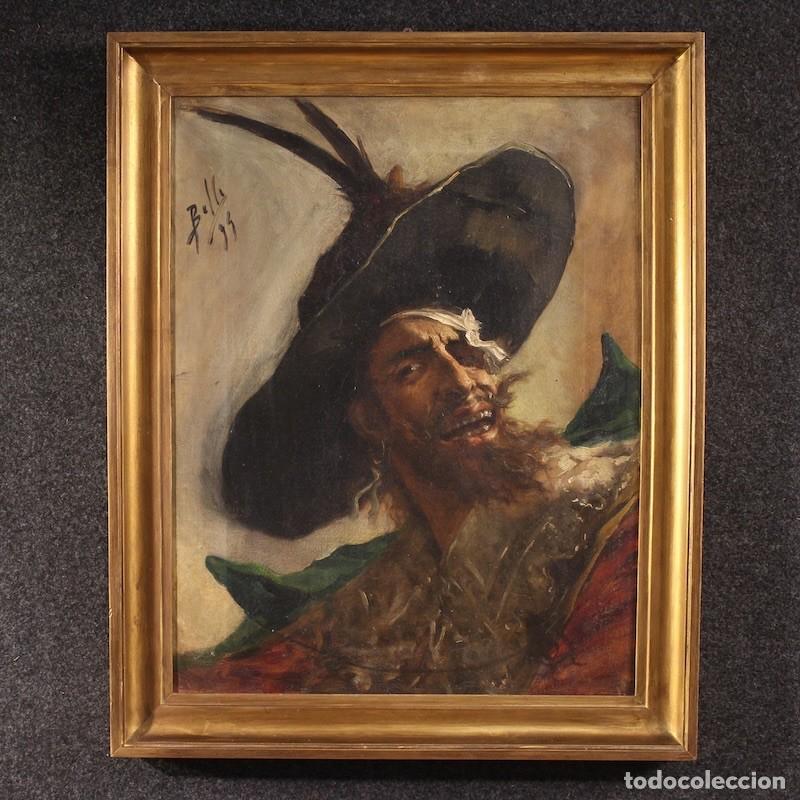 Arte: Pintura espa&ntilde;ola retrato de un pirata 1895