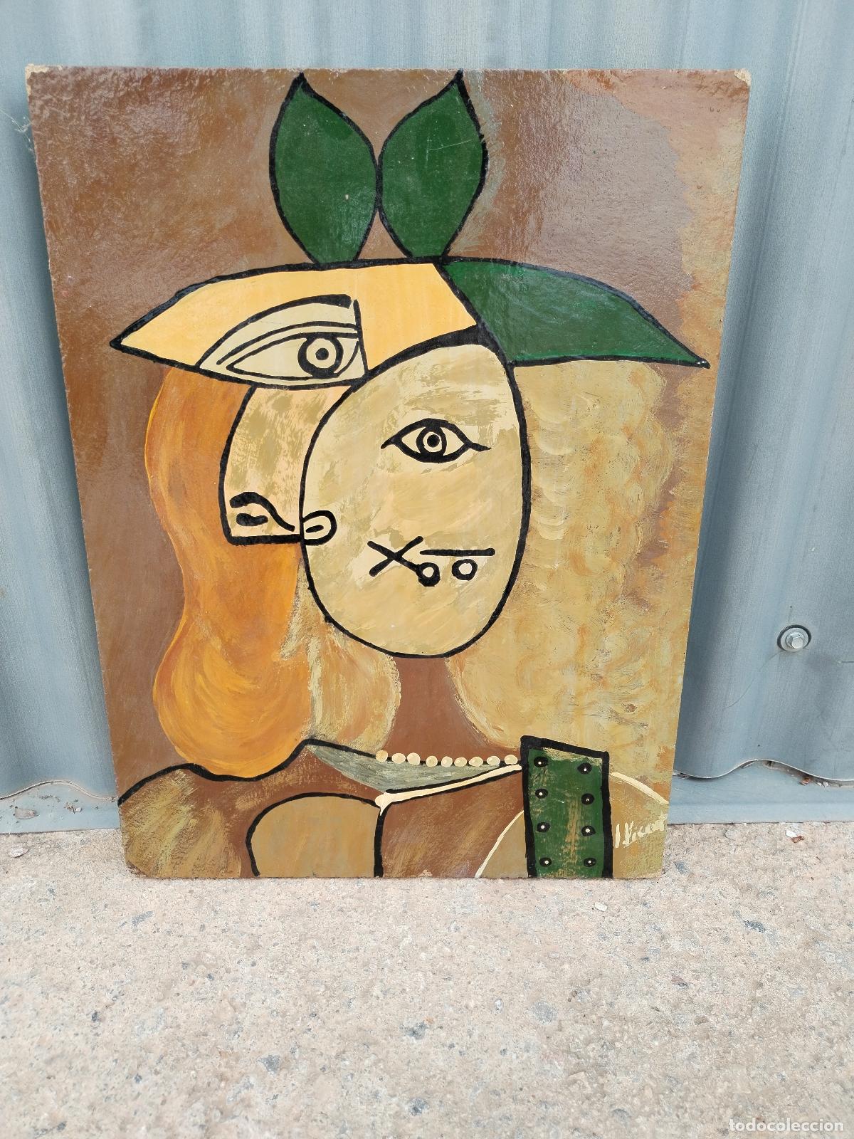 Arte: cuadro cubismo firmado acrilico sobre tabla