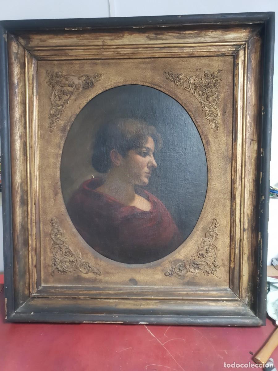 Arte: Oleo sobre lienzo siglo xviiiretrato dama