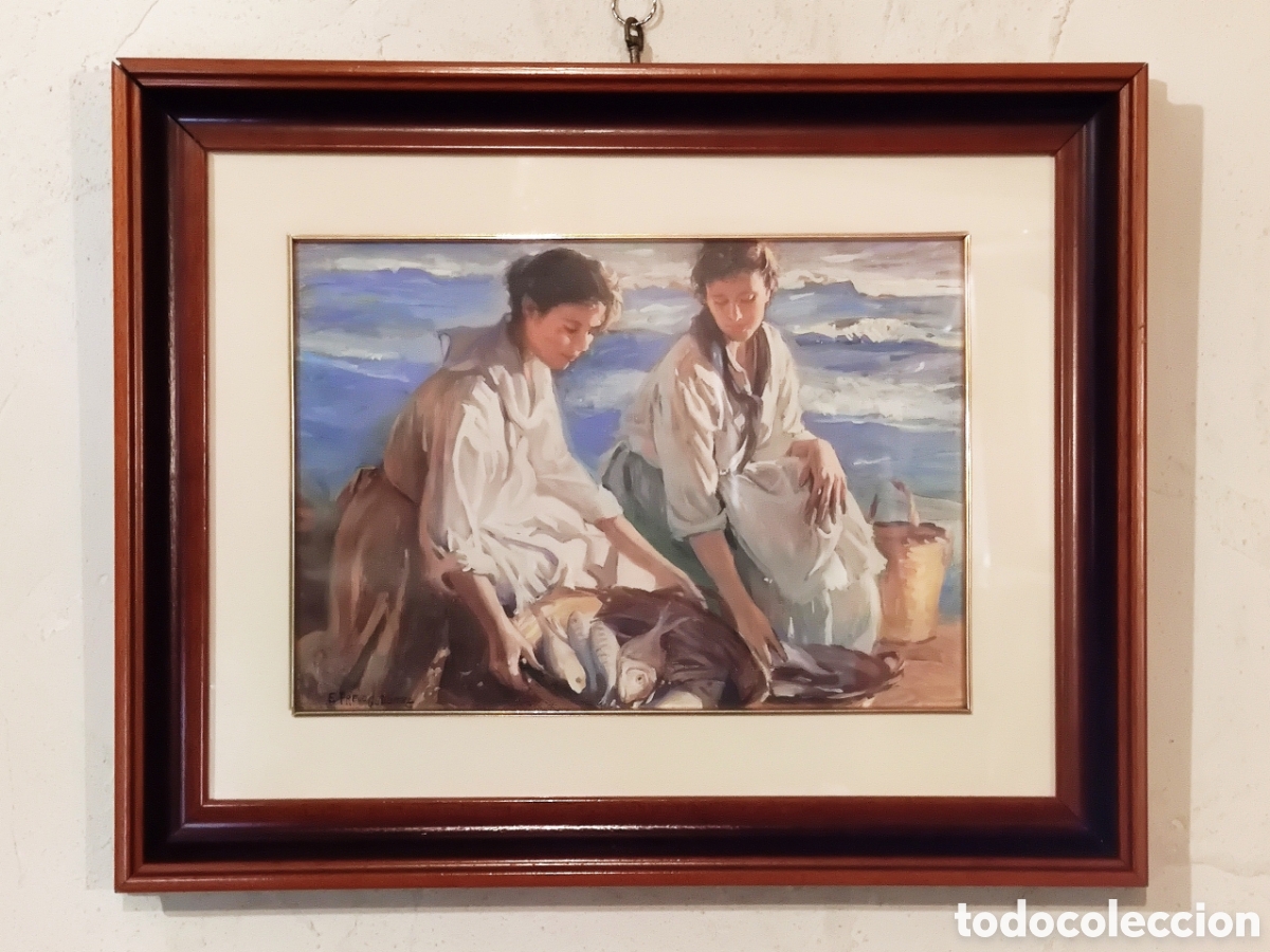 Arte: Cuadro l&aacute;mina Emilio Frejo Gutierrez &rdquo;Pescaderas&rdquo; - Enmarcado madera y cristal