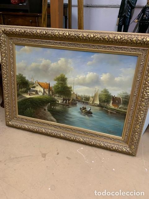 Arte: Oleo paisaje holandes firmado