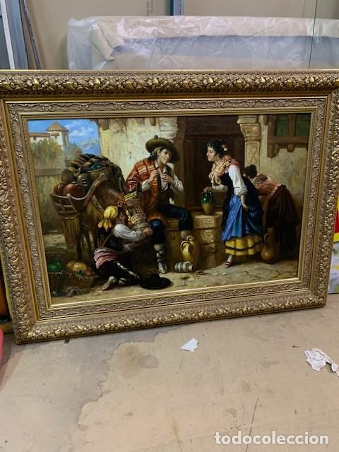 Arte: Oleo escena rural firmado marco dorado