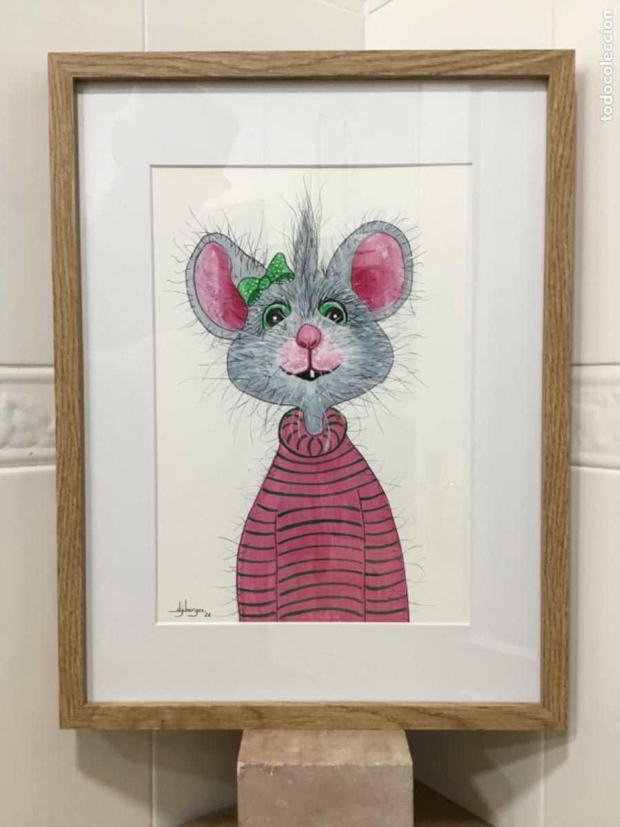 Arte: Amelie, la ratona rosa. Acr&iacute;lico y plumilla sobre papel.