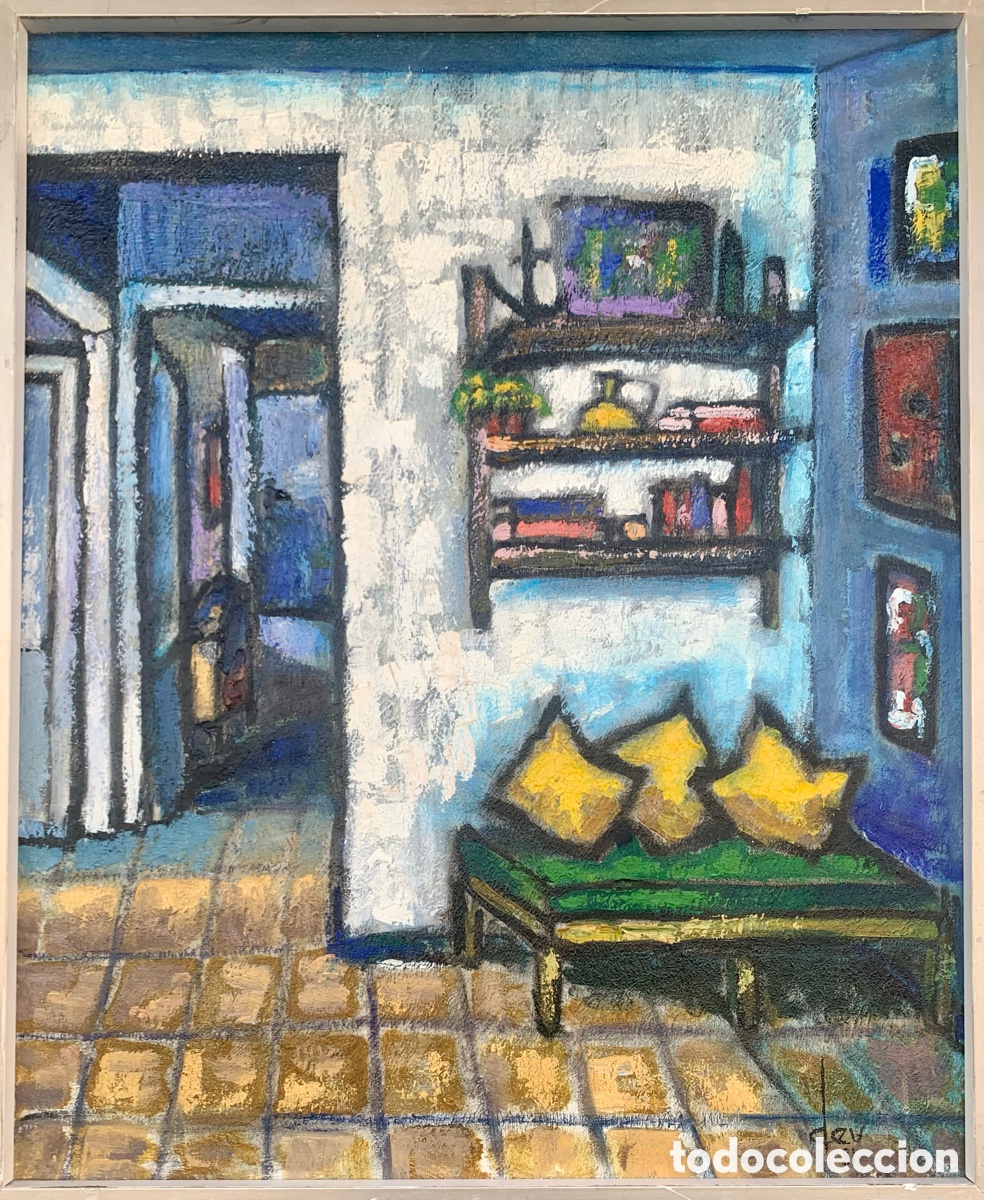 Arte: Jaume Deu Virgili 1920-2011, sabadell ,estudio del pintor, 52,5x64 obra y 49x60