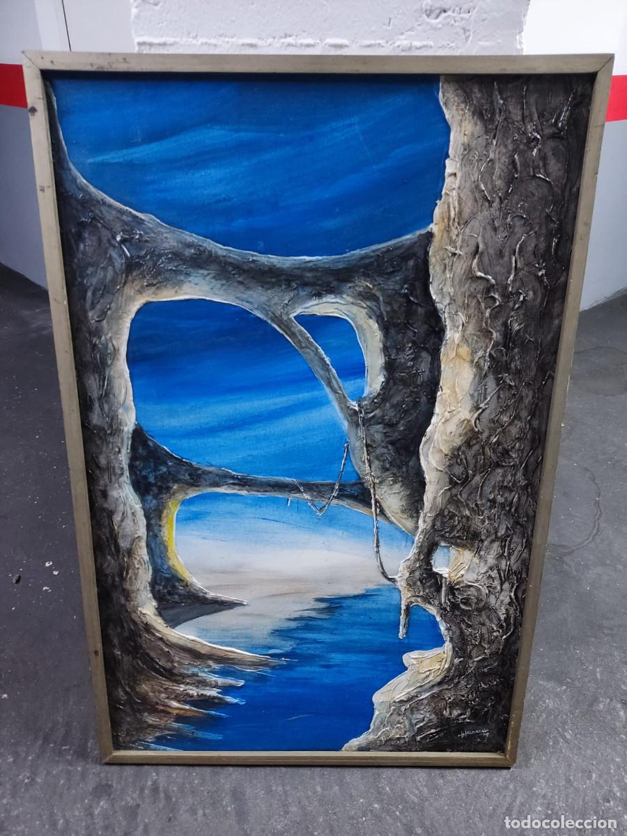 Arte: Cuadro paisaje abstracto con relieve