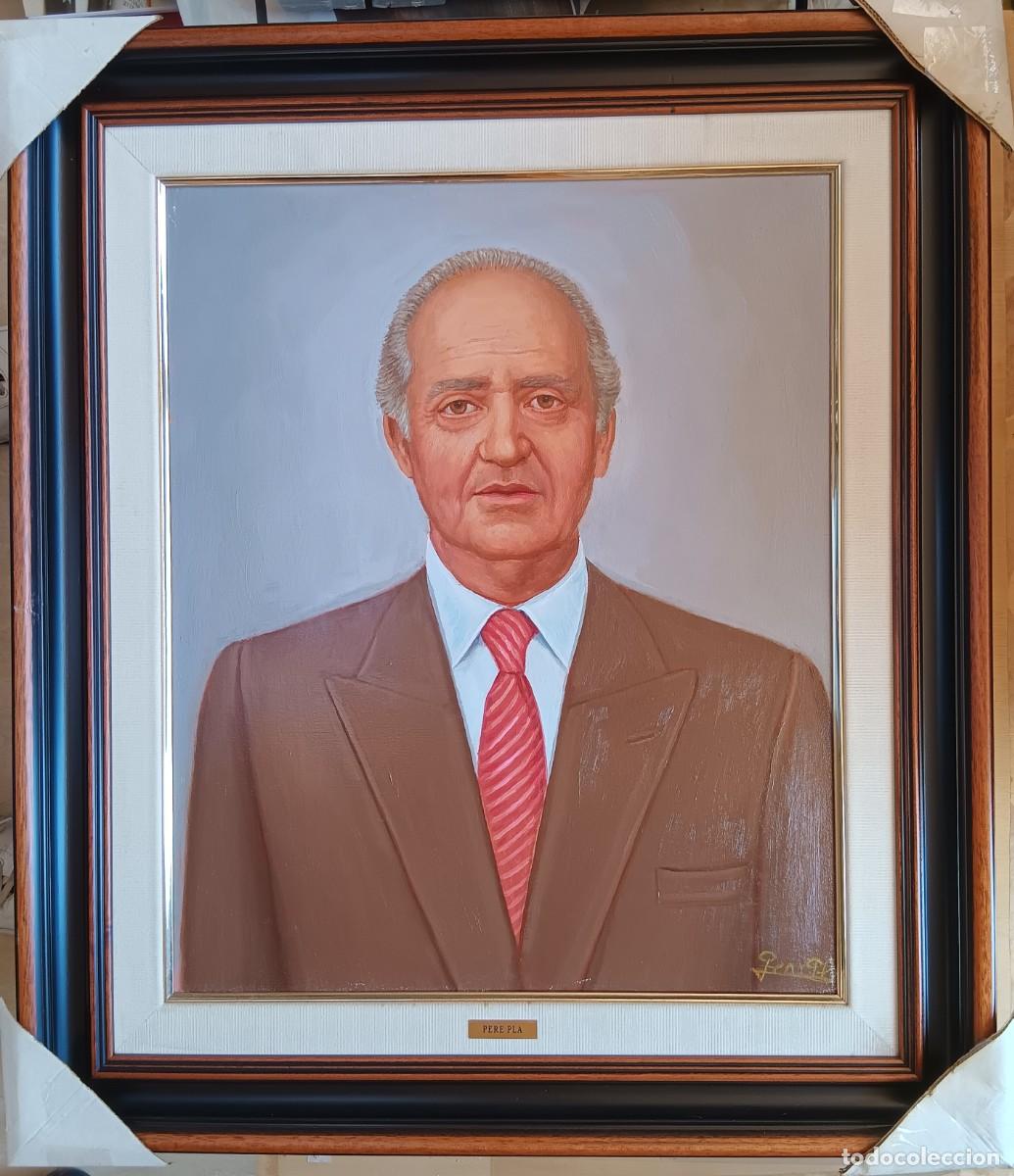 Kunst: PERE PLA PAR&Eacute;S (1951-2024). &Oacute;LEO S/ TELA. ENMARCADO MADERA: 83 X 72. JUAN CARLOS I REY DE ESPA&Ntilde;A.
