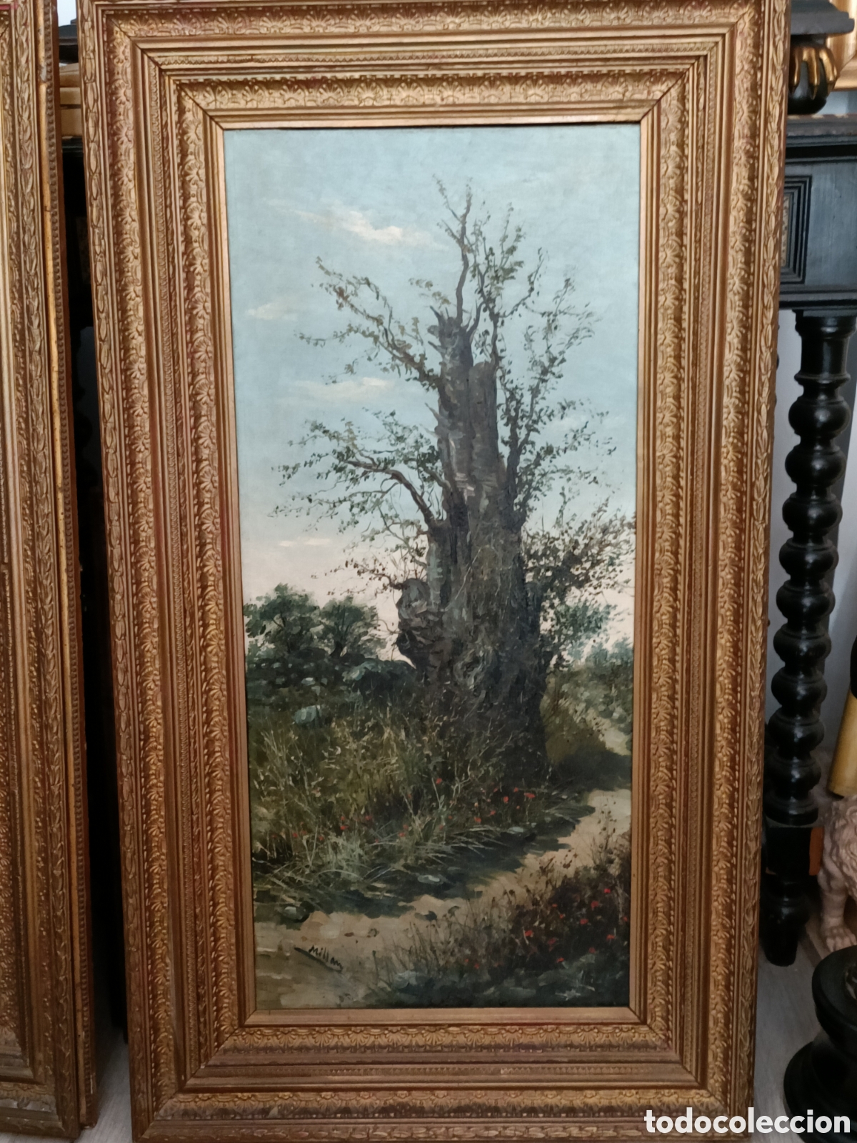 Arte: Pareja de &oacute;leos sobre lienzo de Emilio Mill&aacute;n Ferriz, 1859.