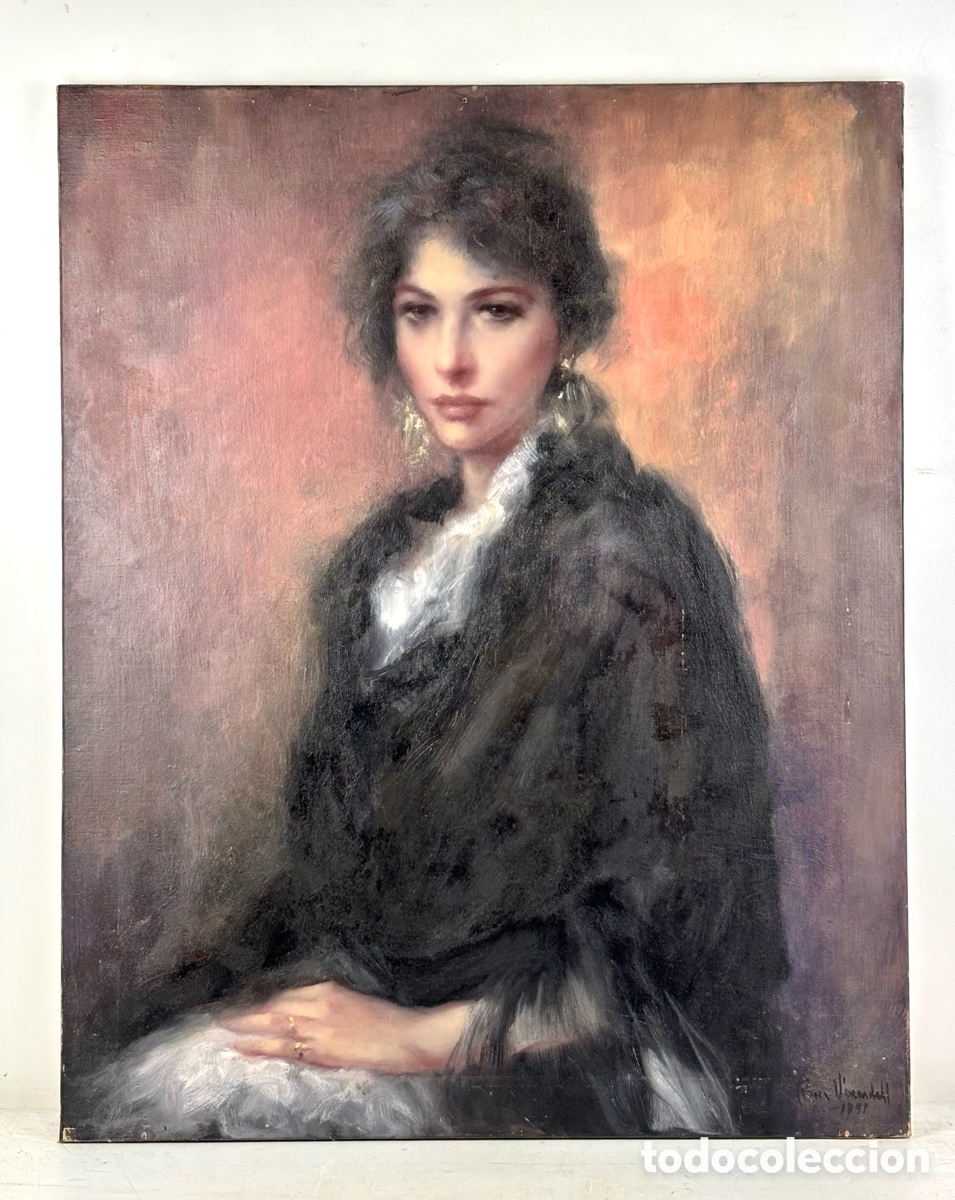 Arte: ROSER VINARDELL- CHICA POSANDO - OLEO LIENZO - 81 X 65 CM.