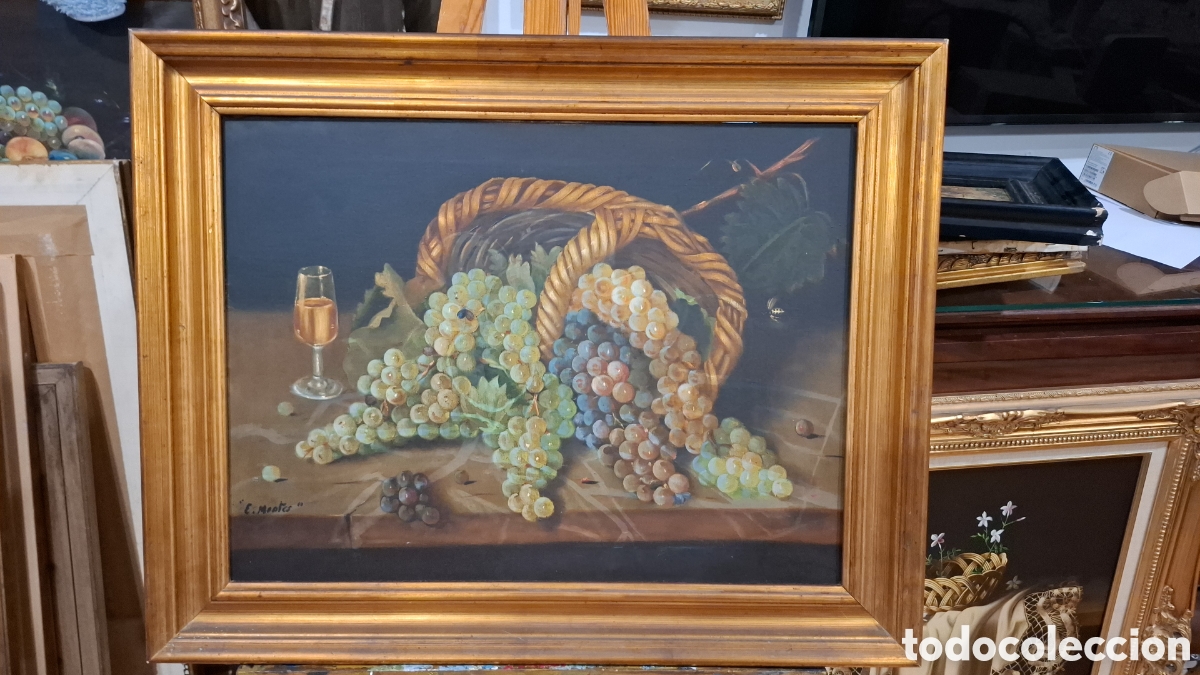 Arte: Oleo sobre lienzo bodegon enrique montes 78x62