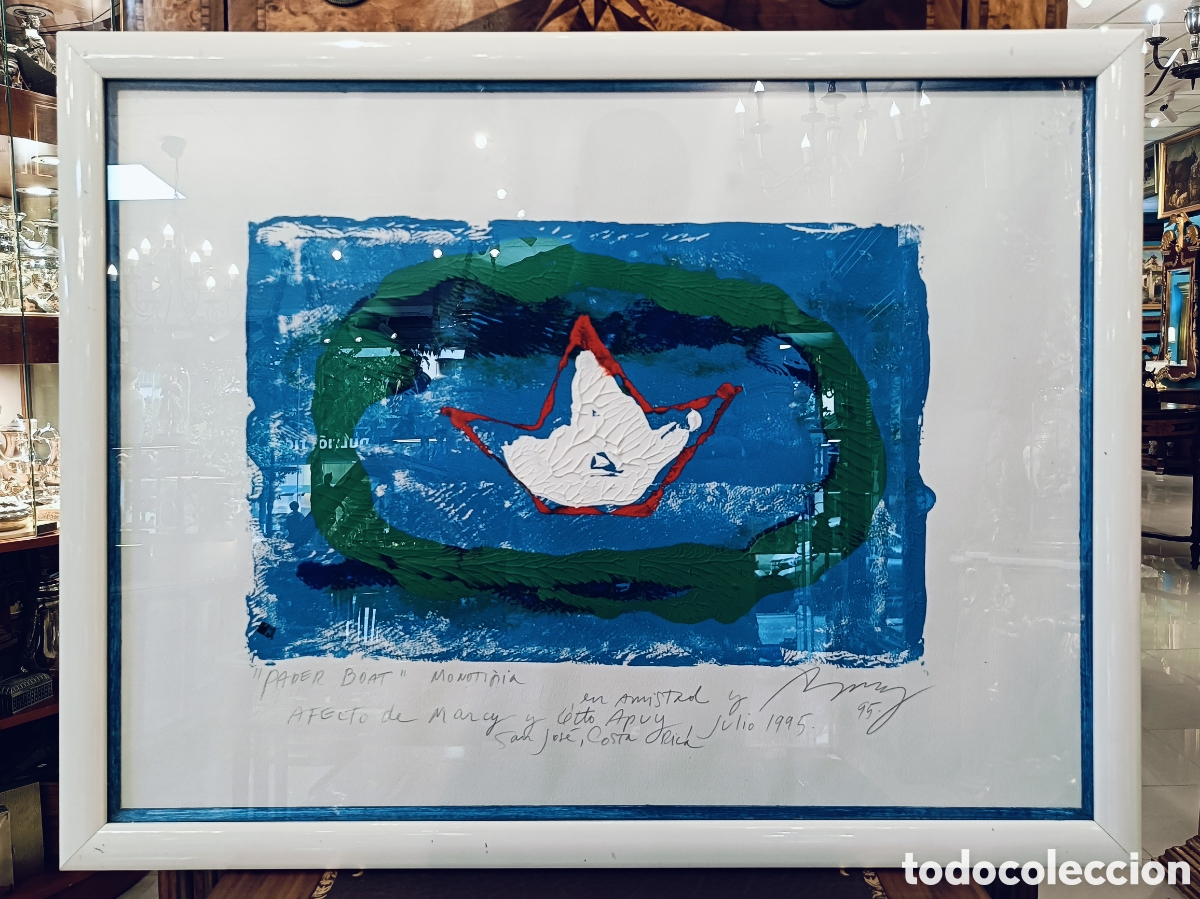 Arte: OTTO APUY. COSTA RICA. OLEO SOBRE PAPEL. EMPASTE. &rdquo;PAPER BOAT&rdquo; MONOTONIA. FIRMADA U FECHADA EN 1995