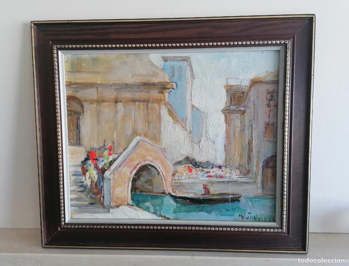 Arte: Knut Norman, Suecia (1896-1977), escena de los canales de Venecia.