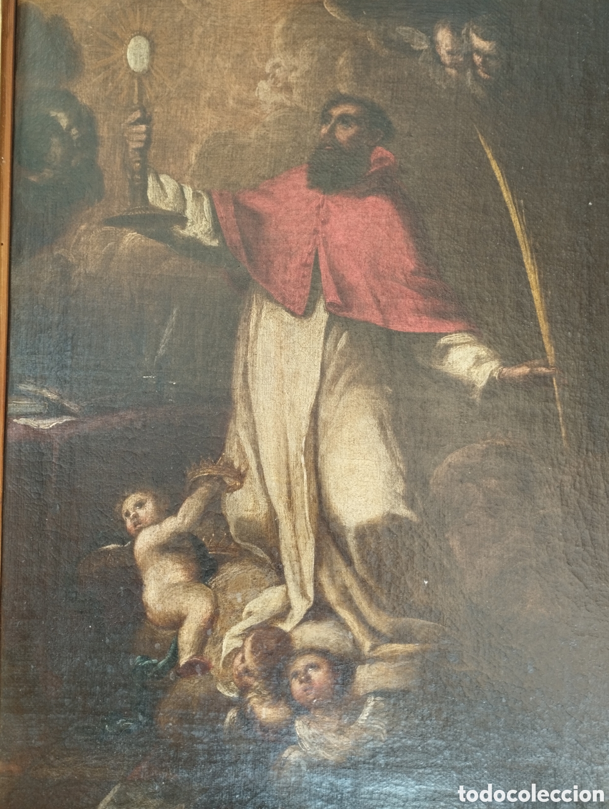 Art: &Oacute;leo barroco sobre lienzo religioso San Ram&oacute;n Nonato Siglo XVIII