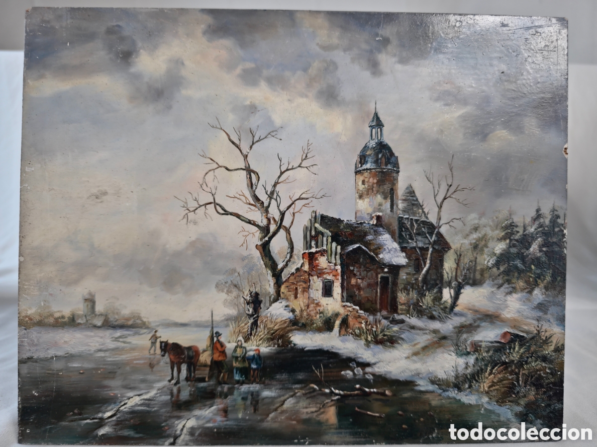 Arte: Paisaje Holandes sobre tabla Anonimo