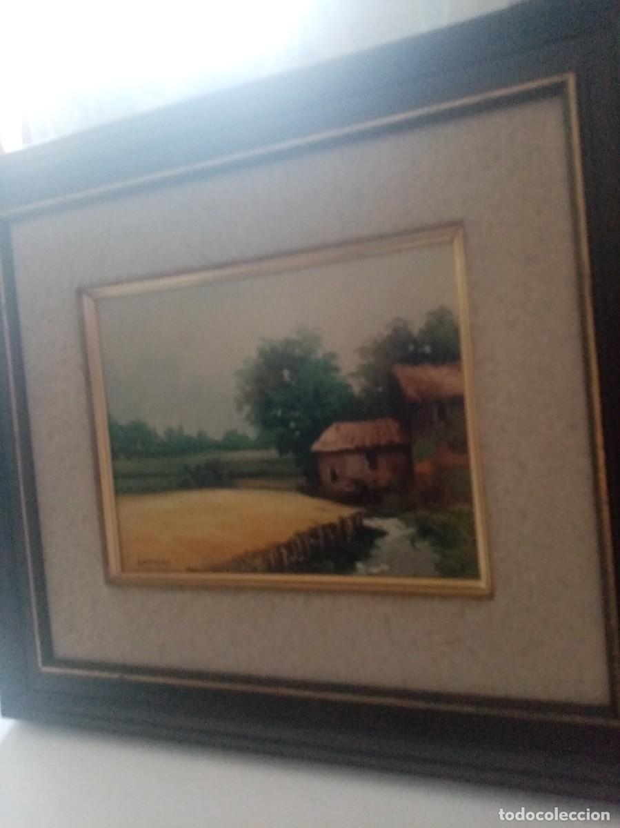 Arte: OLEO ENMARCADO MEDIDA CUADRO 35 X 40 Y OLEO 18 X 23 FIRMA DE LOMUERA